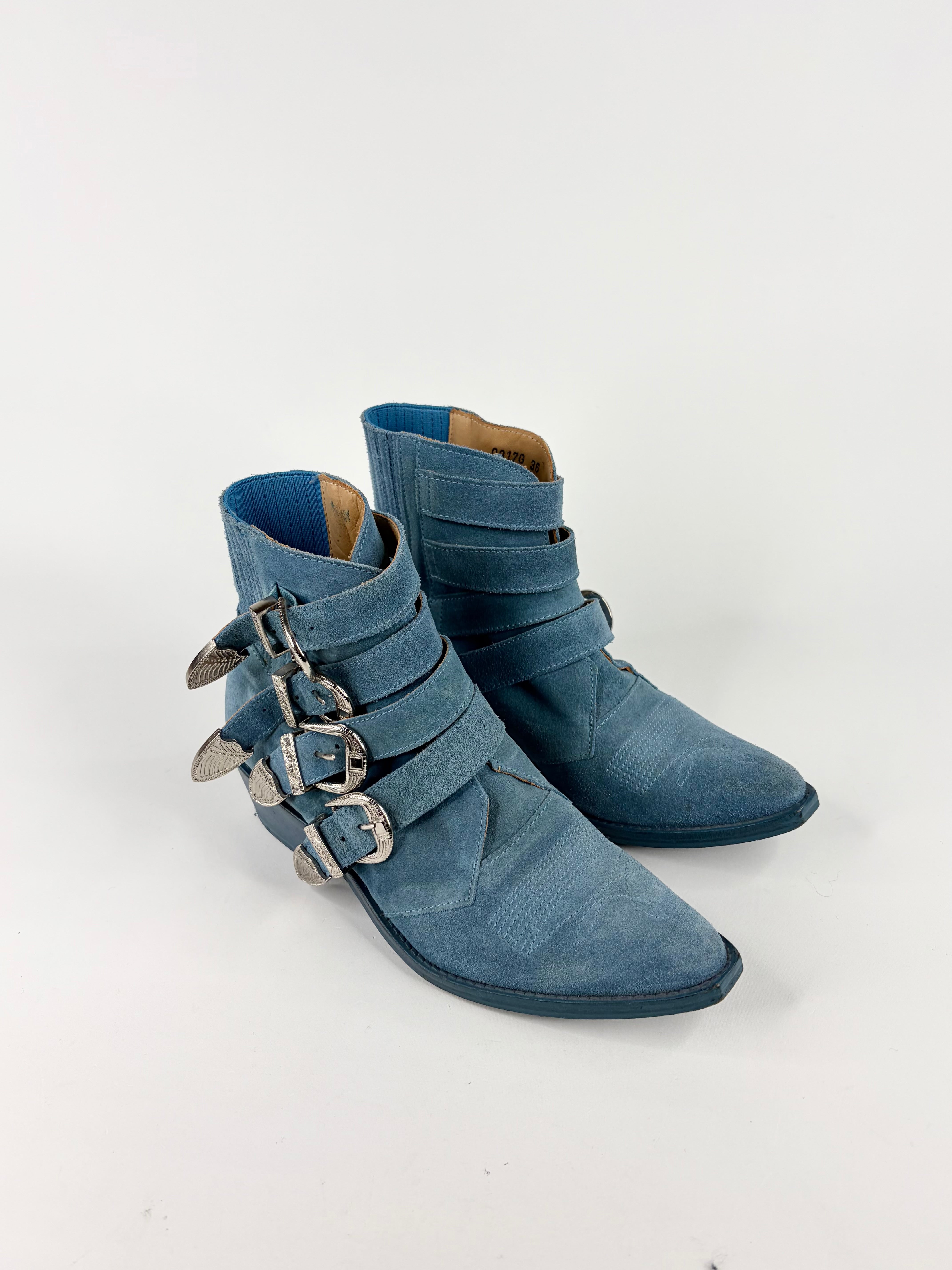 Toga Pulla Blue Suede Western Boot - EU36