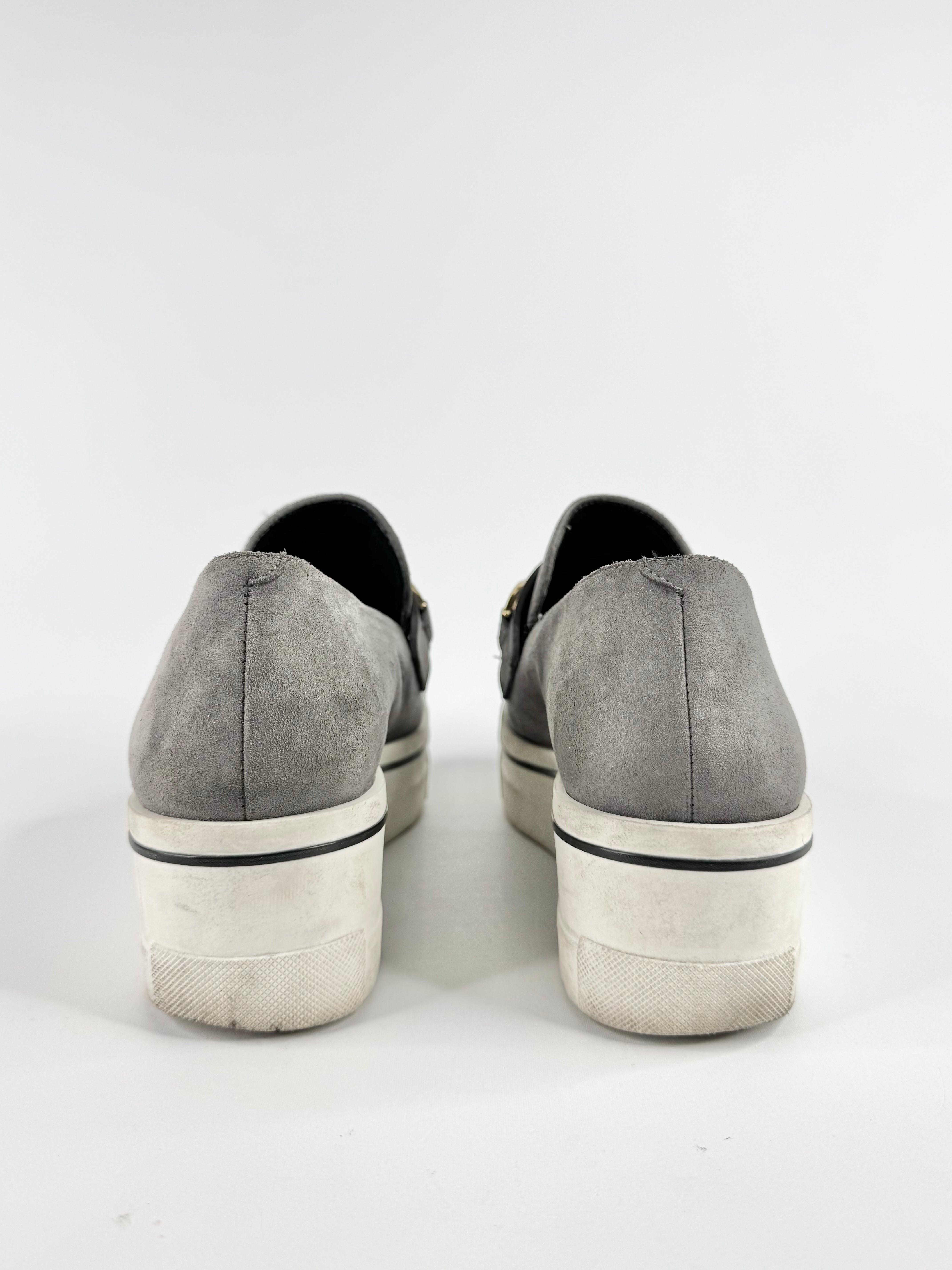 Stella McCartney Grey 'Binx' Horsebit Platform Loafers - EU39