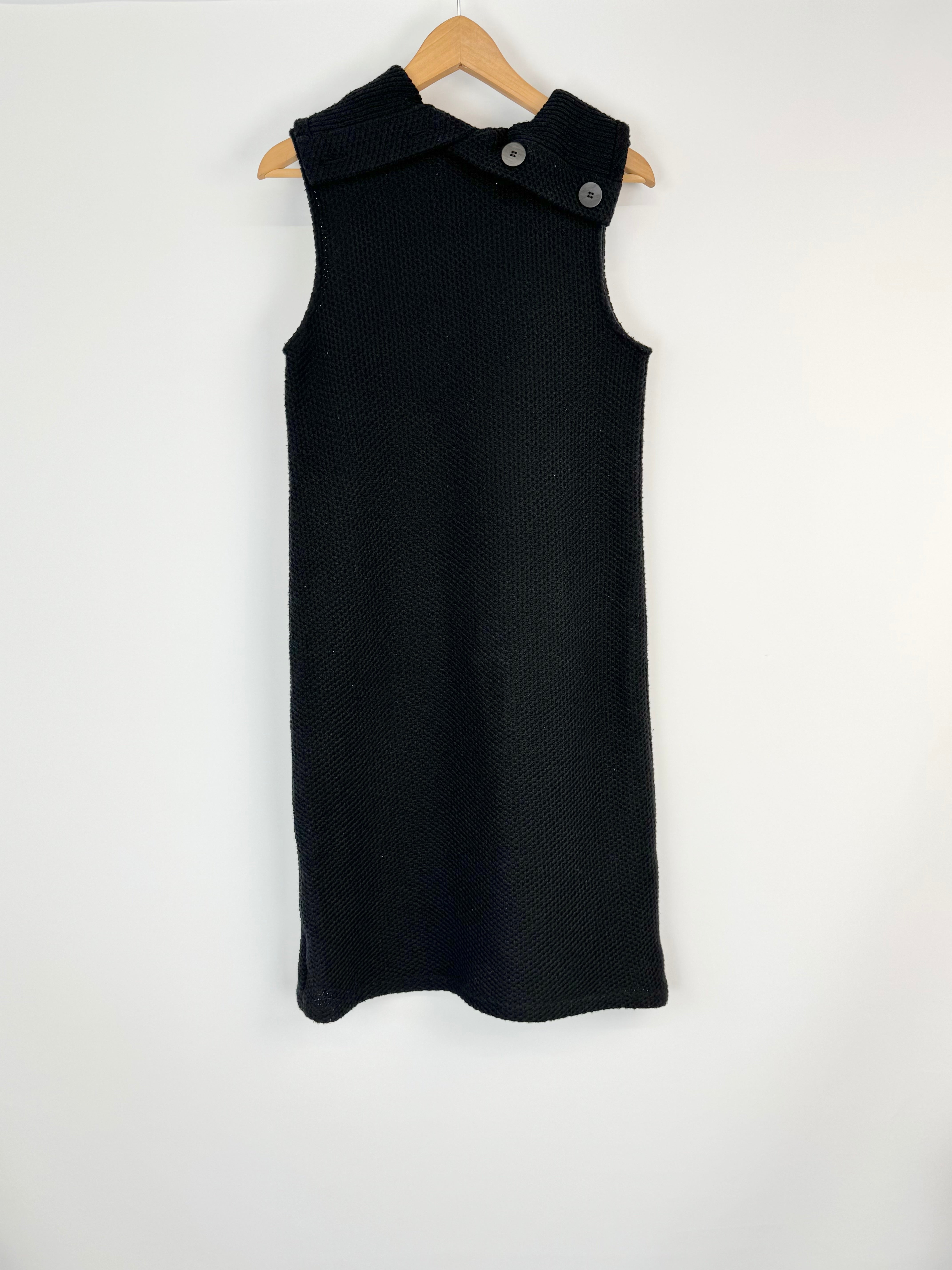Kuwaii Black Cotton & Polyester Cowl Neck Shift Dress - AU6