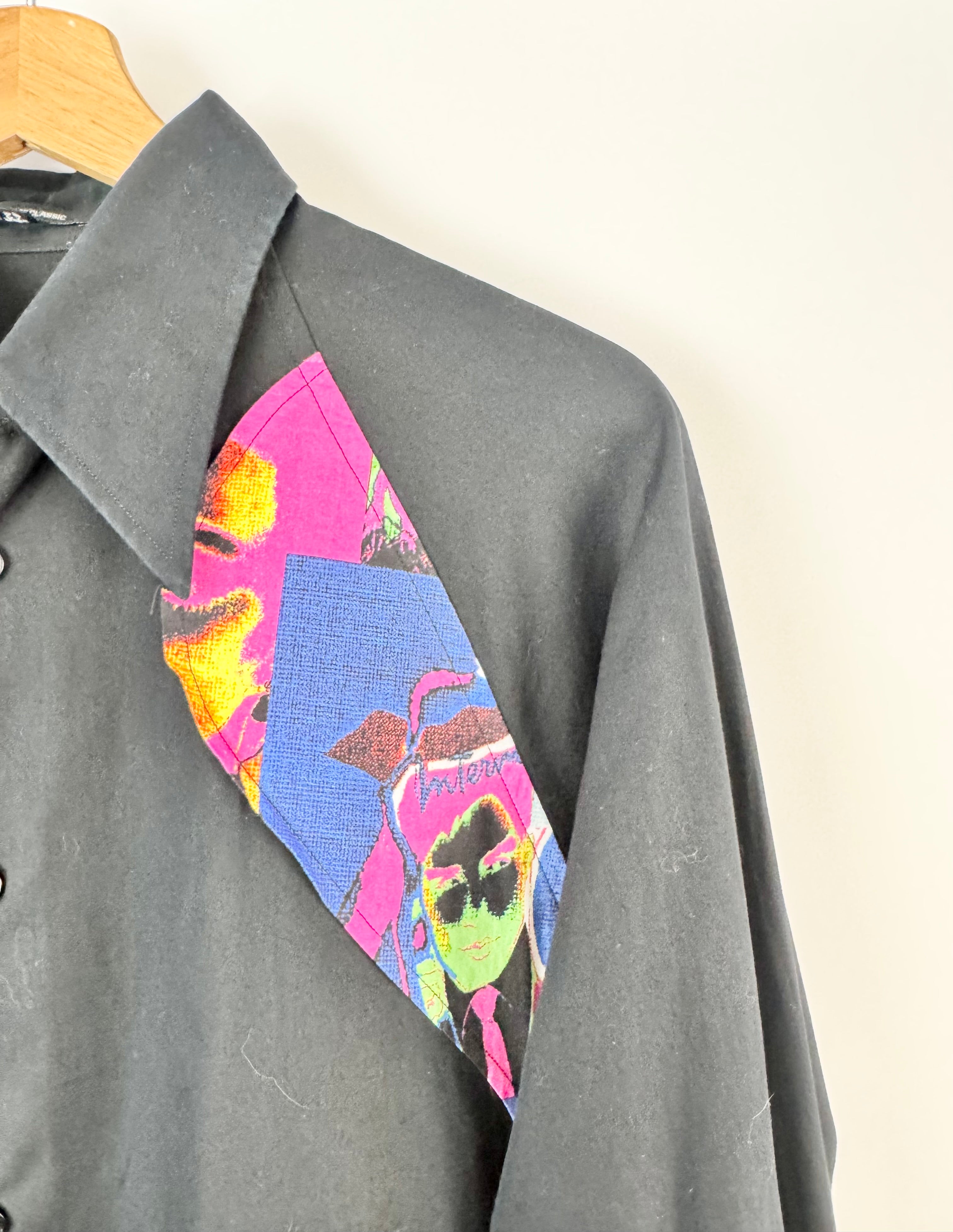 Vintage 90s Versace Classic Black & Mulicolour Shirt - 16.5/42
