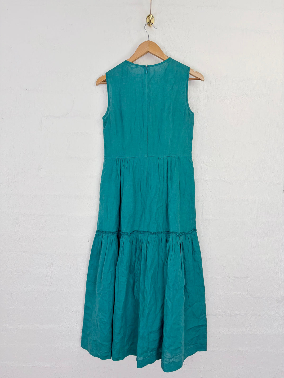 Anna Thomas Teal Linen Tiered Dress - AU6