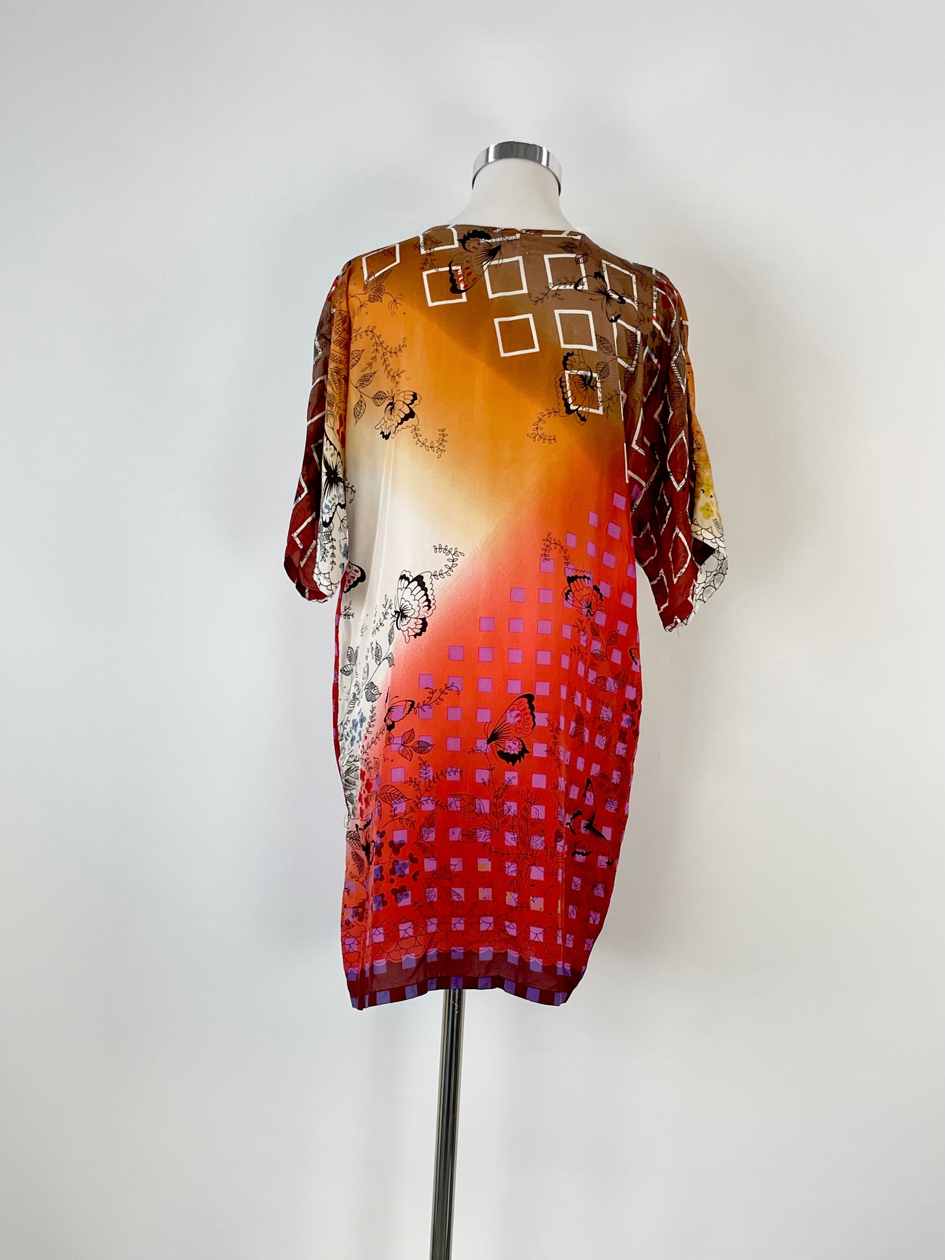 Johnny Was Sunset Butterfly-Print Silk Tunic - AU6/8