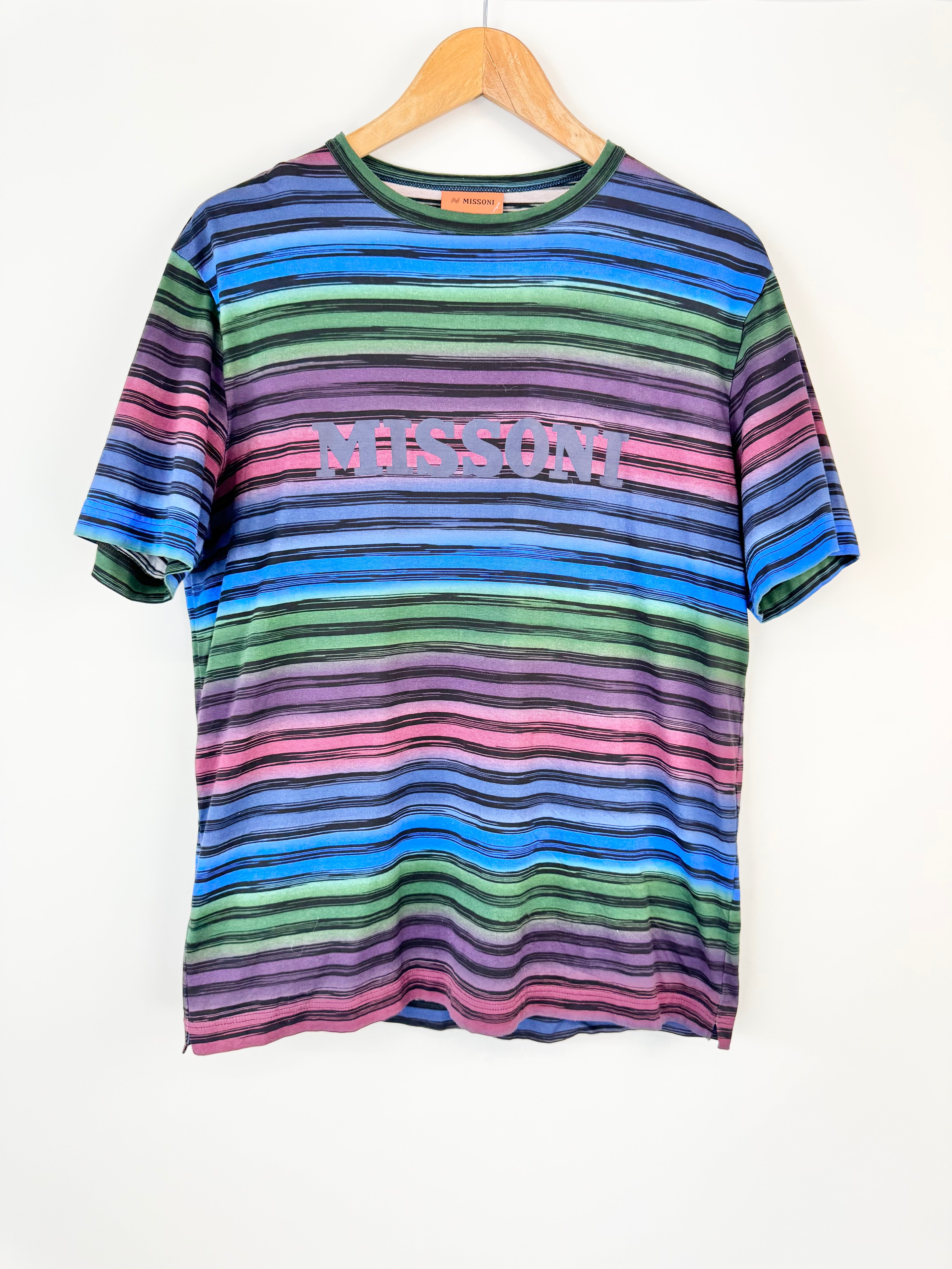 Missoni Cotton Navy Striped T-Shirt - L