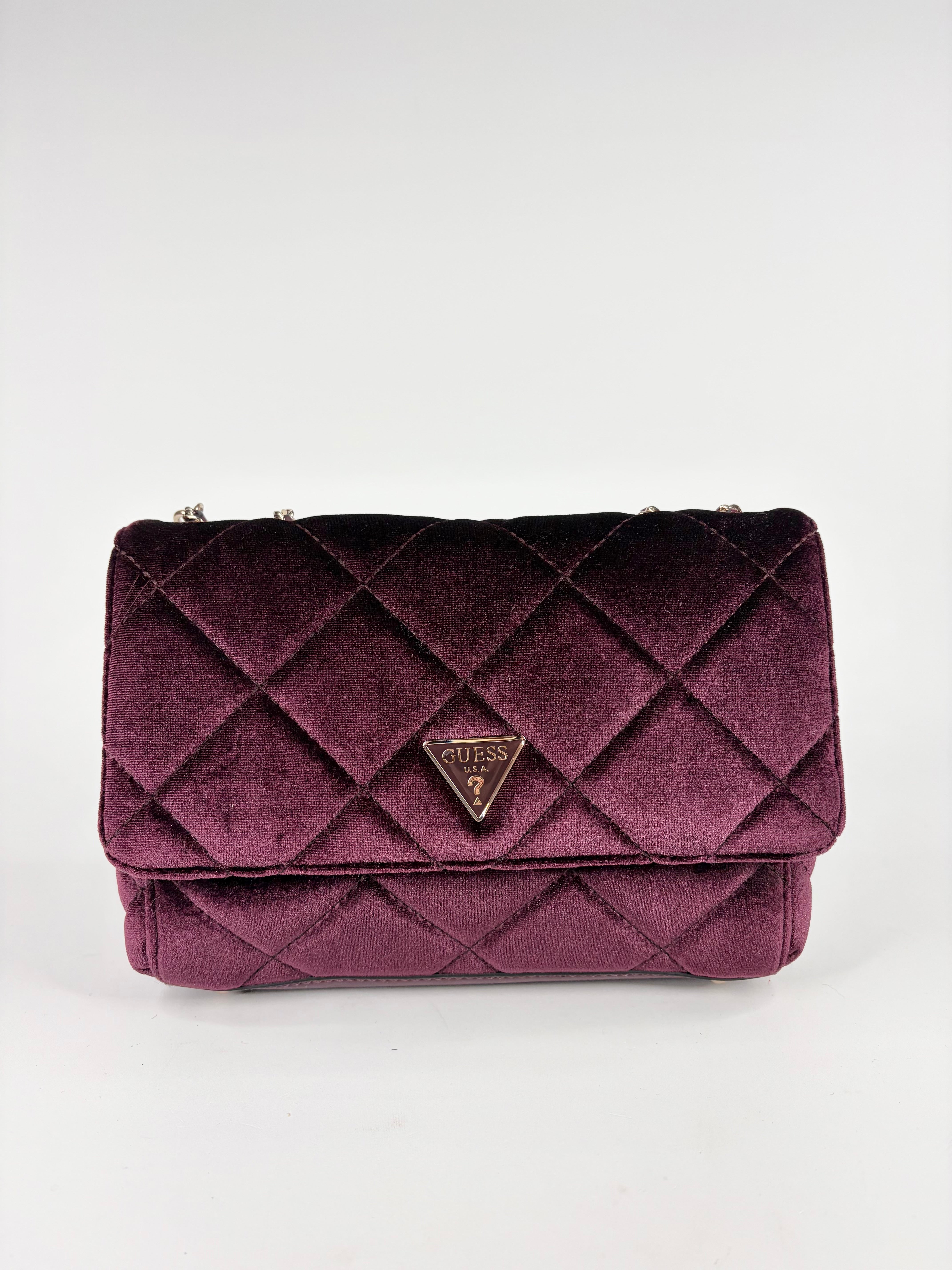 Guess Bordeaux Velvet Quilted Cross Body Bag