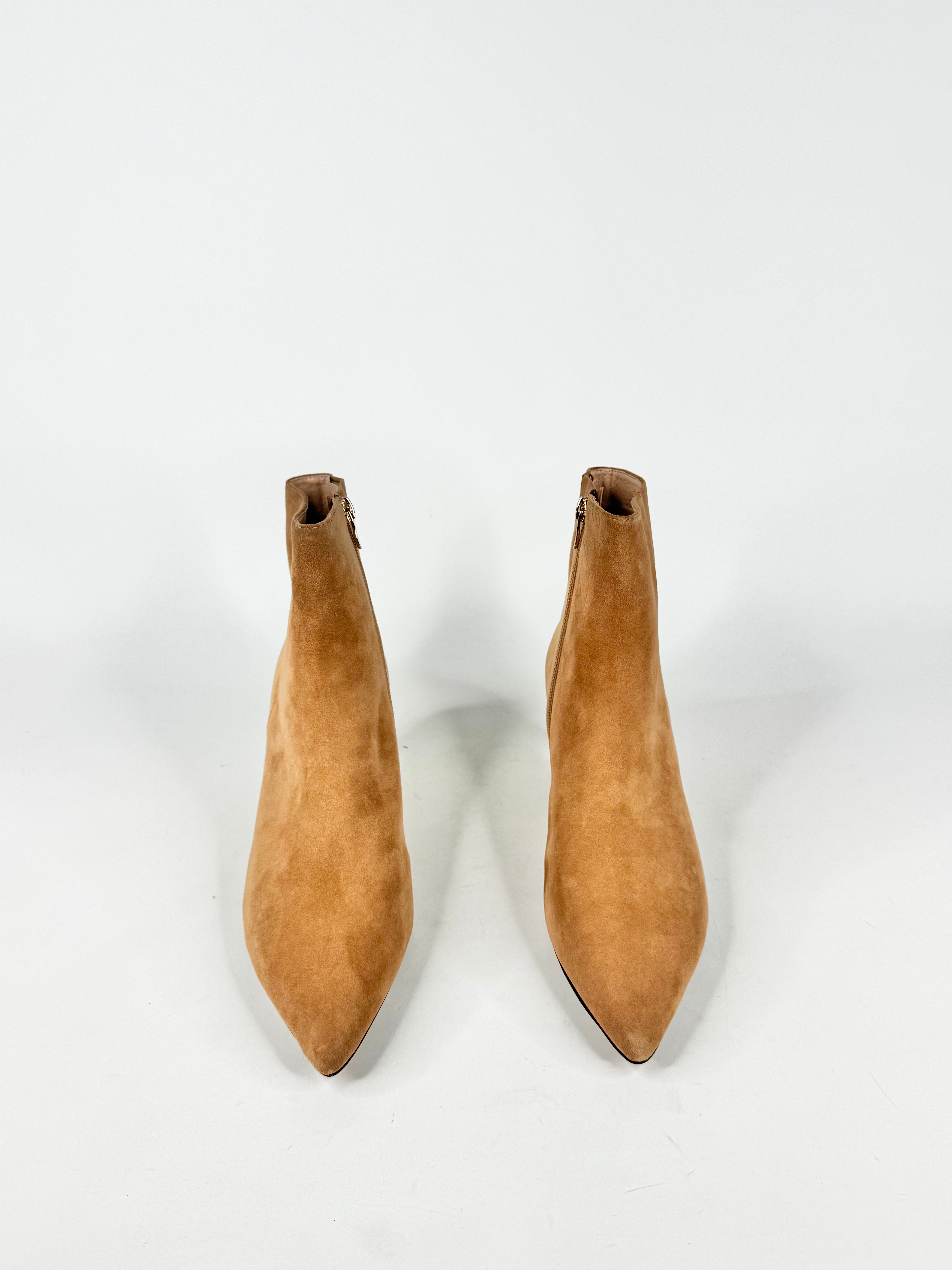 MFW Diana Ferrari Conoir Cappuccino Dark Brown Suede Ankle Boots - EU41