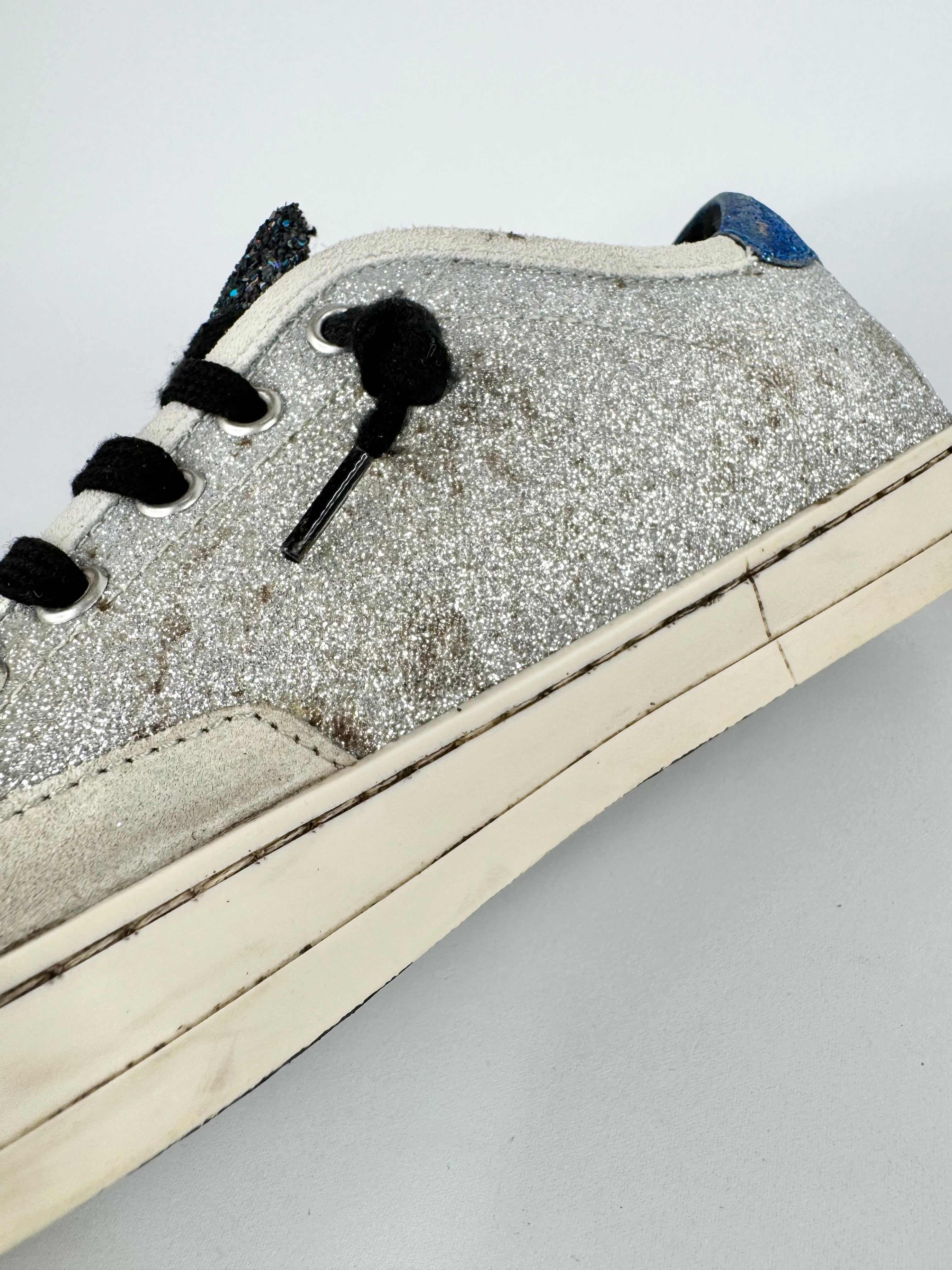 P448 Silver & Blue Glitter Sneakers - EU37