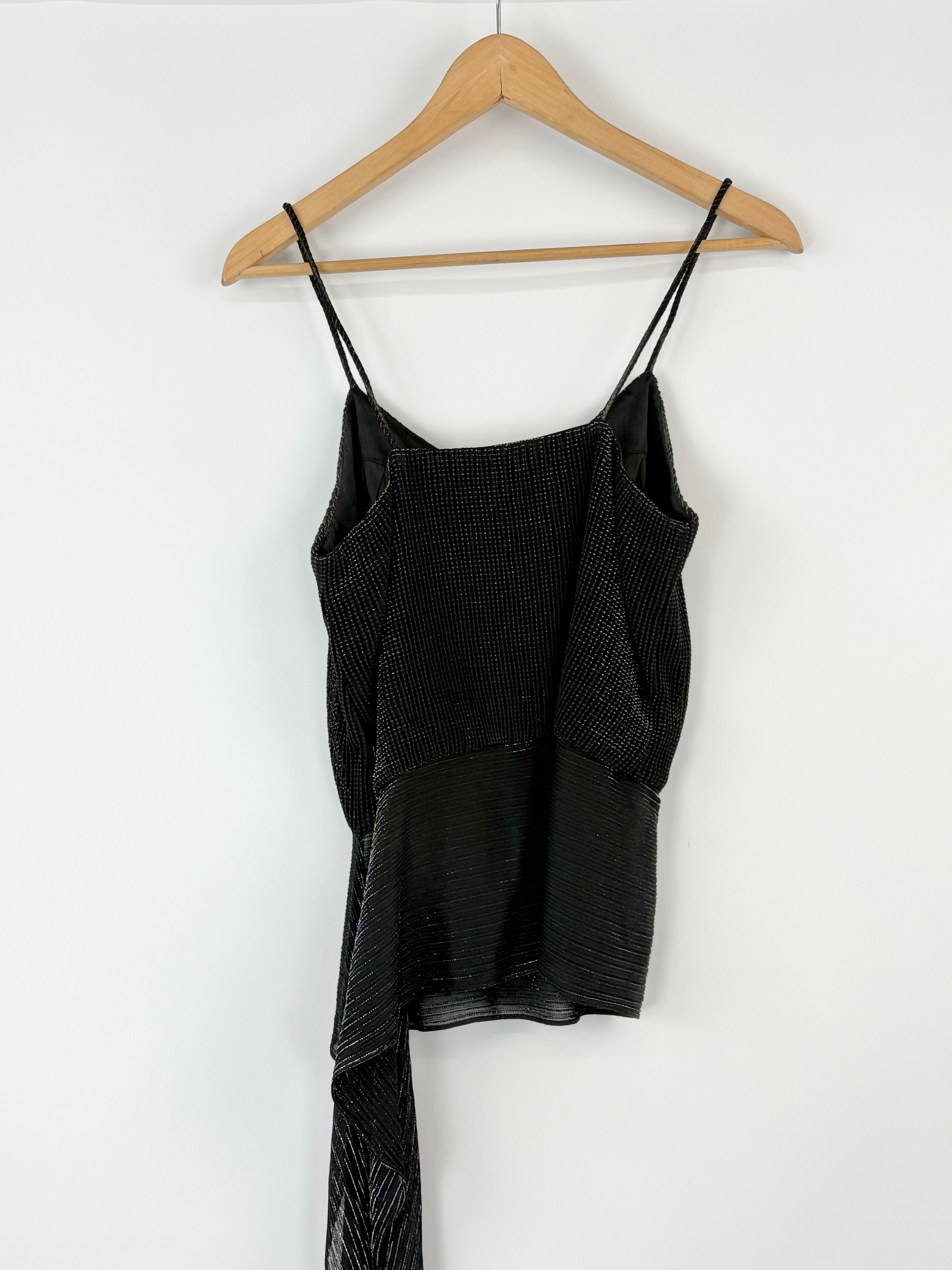 Vintage 70s Prophecy by Fletcher Jones Black Sheer Ribbed Strappy Top - AU10/12