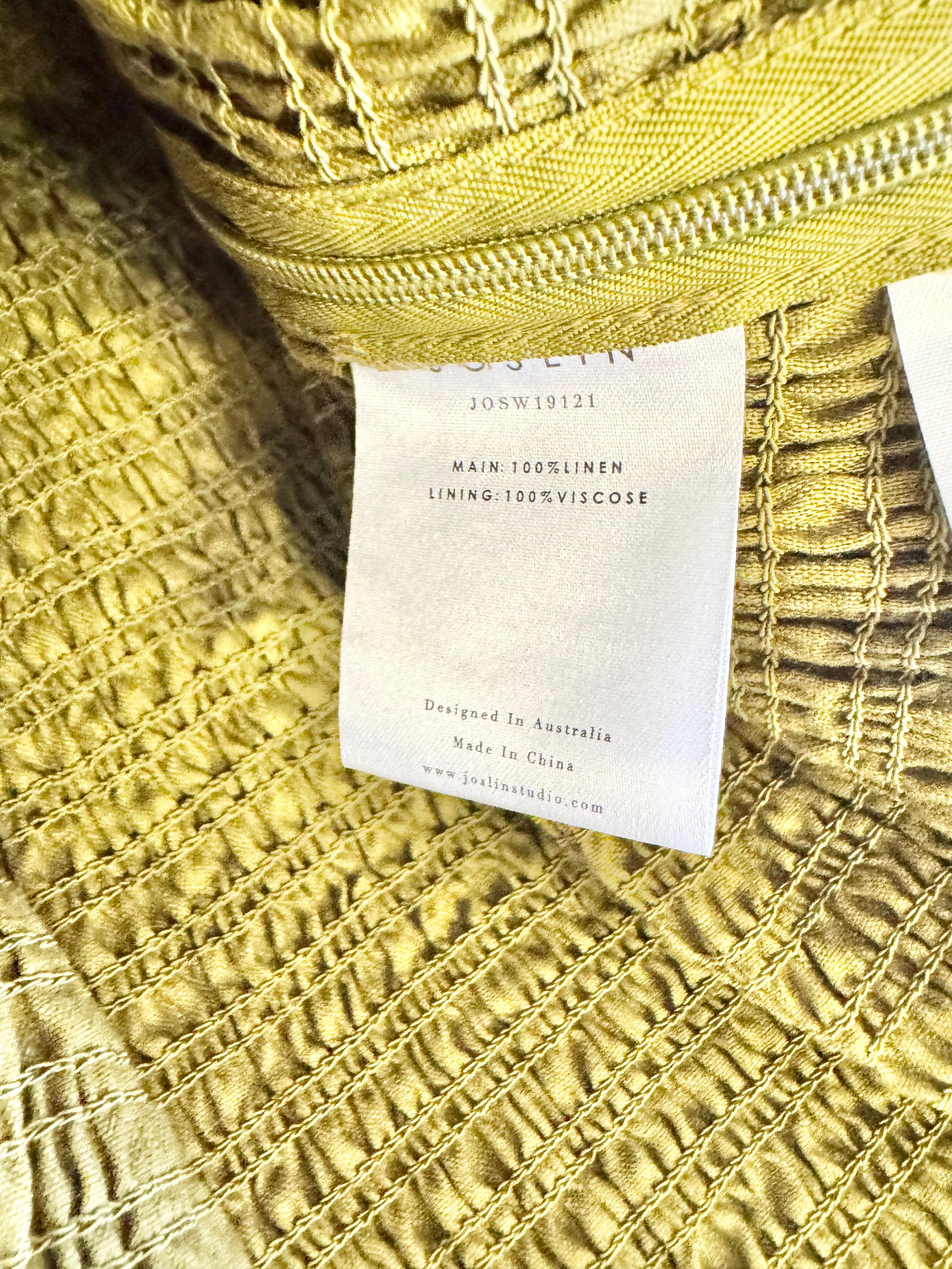 Joslin Olive Green Shirred Midi Dress - AU12