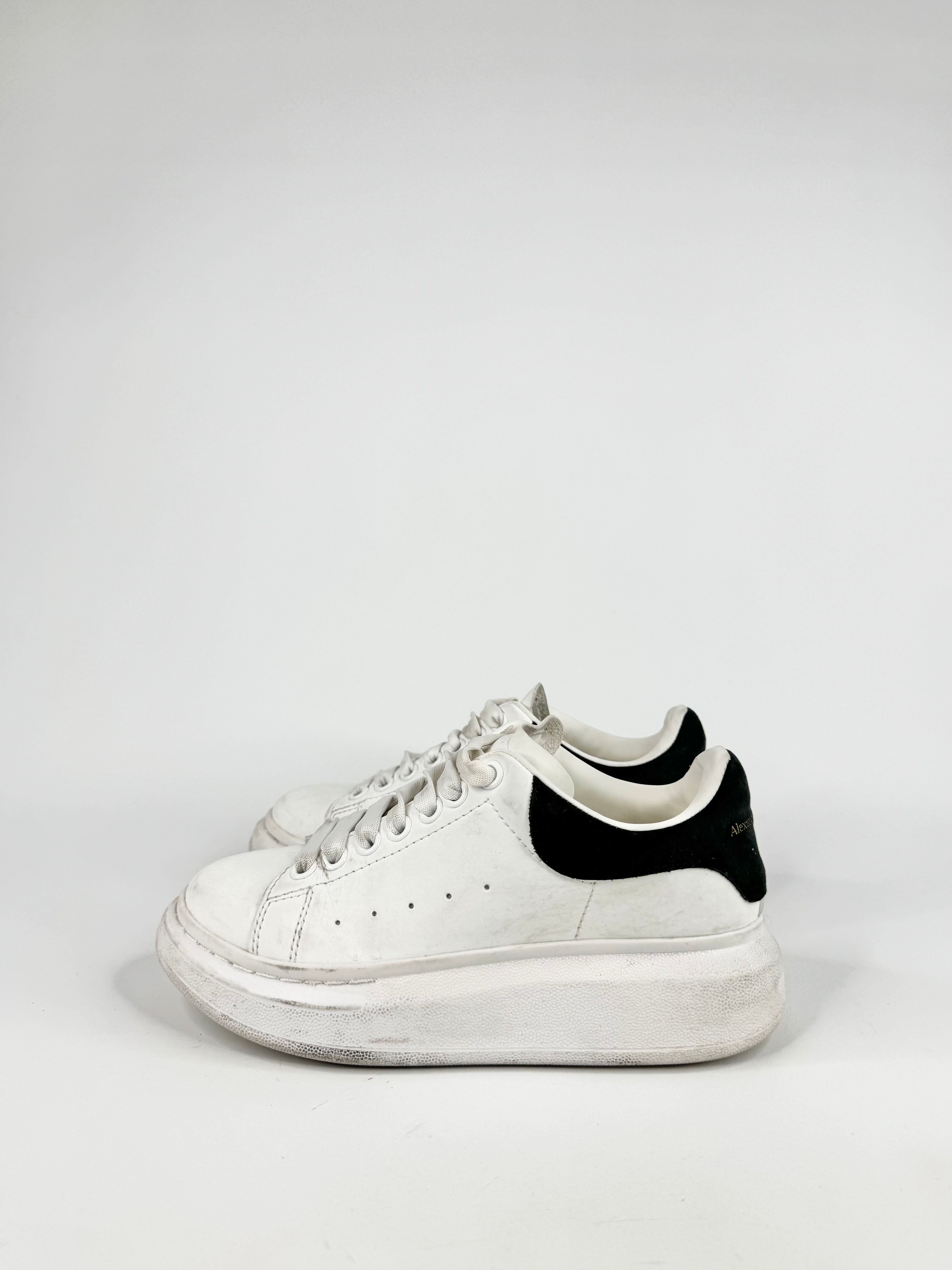 Alexander McQueen White Black Suede Trim Oversized Sneakers - EU37