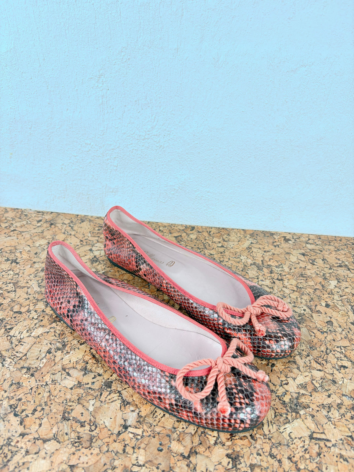 Pretty Ballerinas Pink Snakeprint Patterned Ballet Flats - EU39