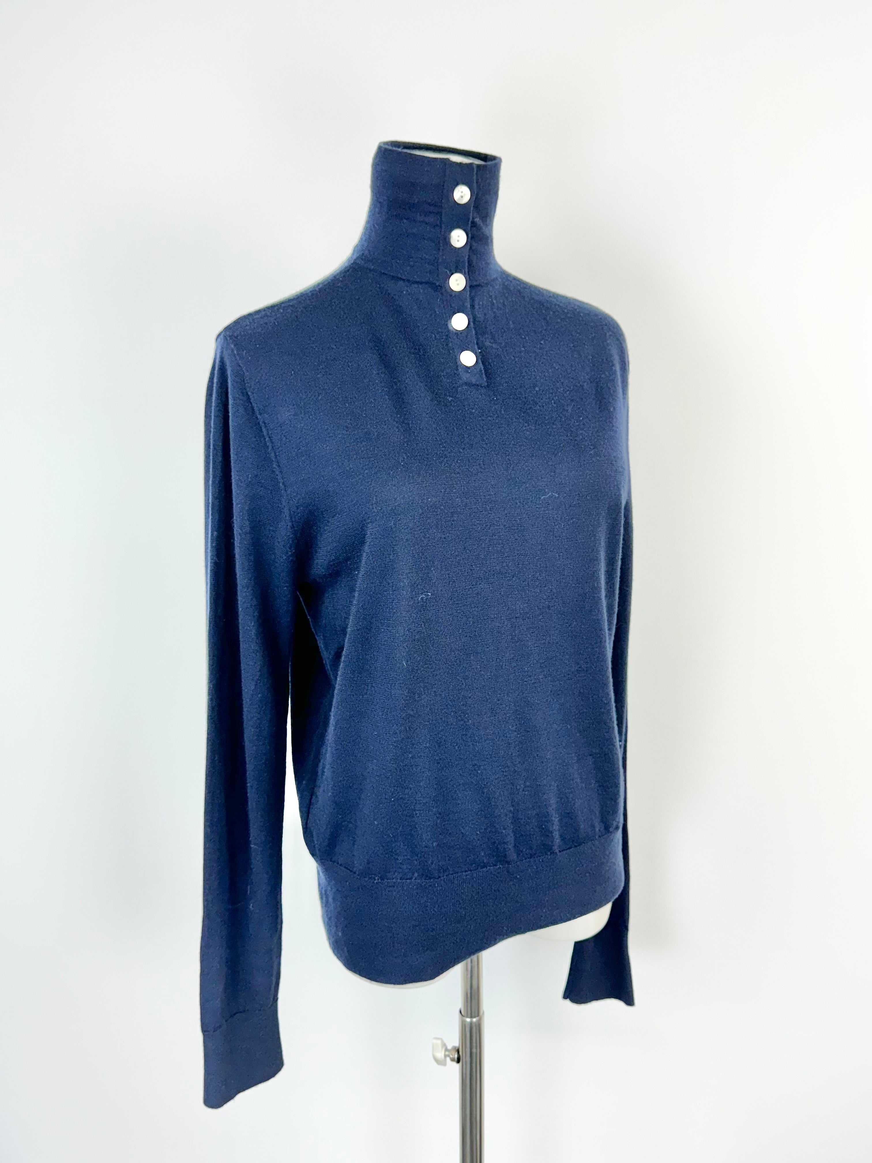 Bassike Knits Navy Merino Wool Skivvy - AU10