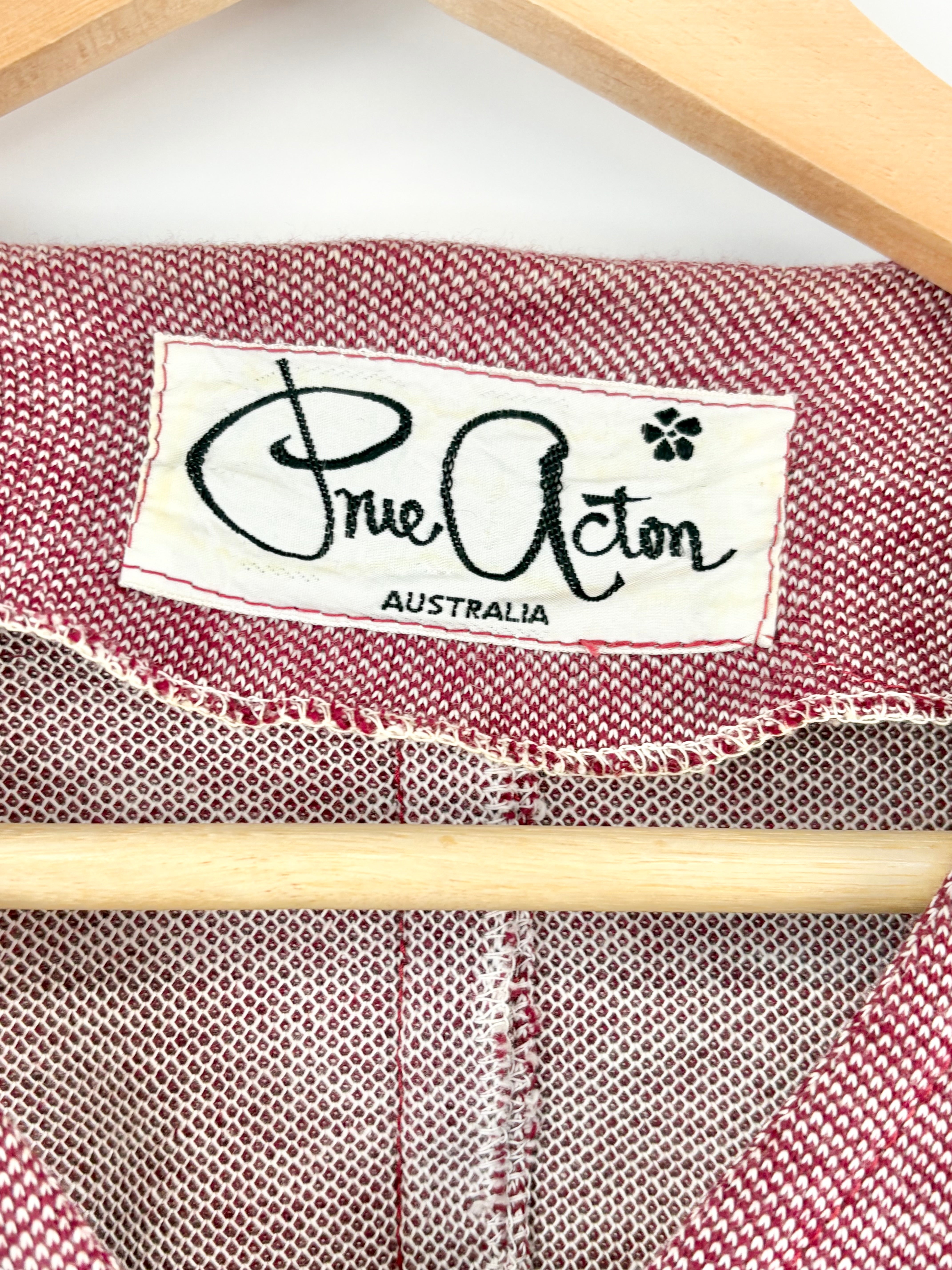 Vintage 70s Prue Acton Red & White 2pc Set - AU6/8