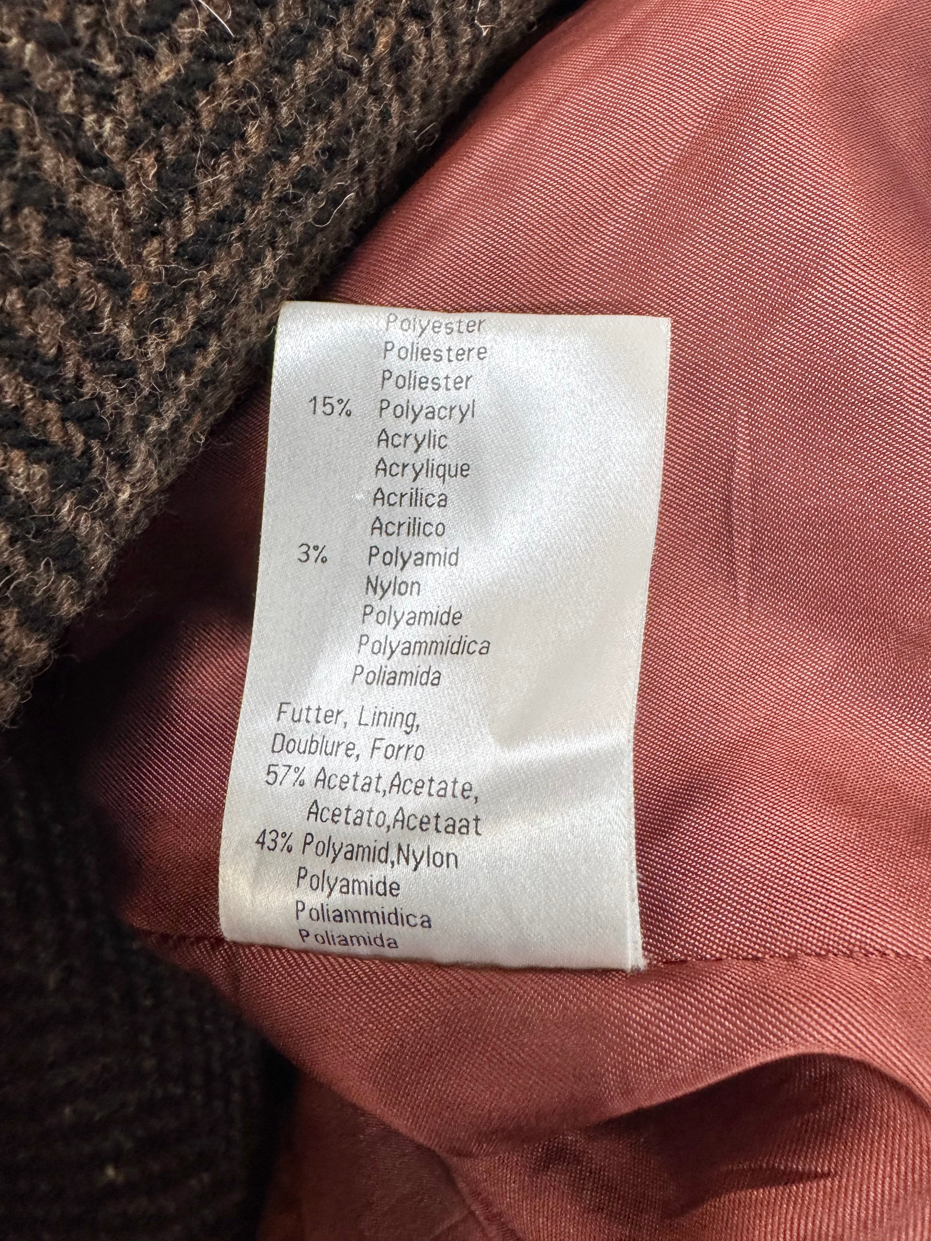Gil Bret Brown Wool Blend Herringbone Patterned Coat - AU14/16