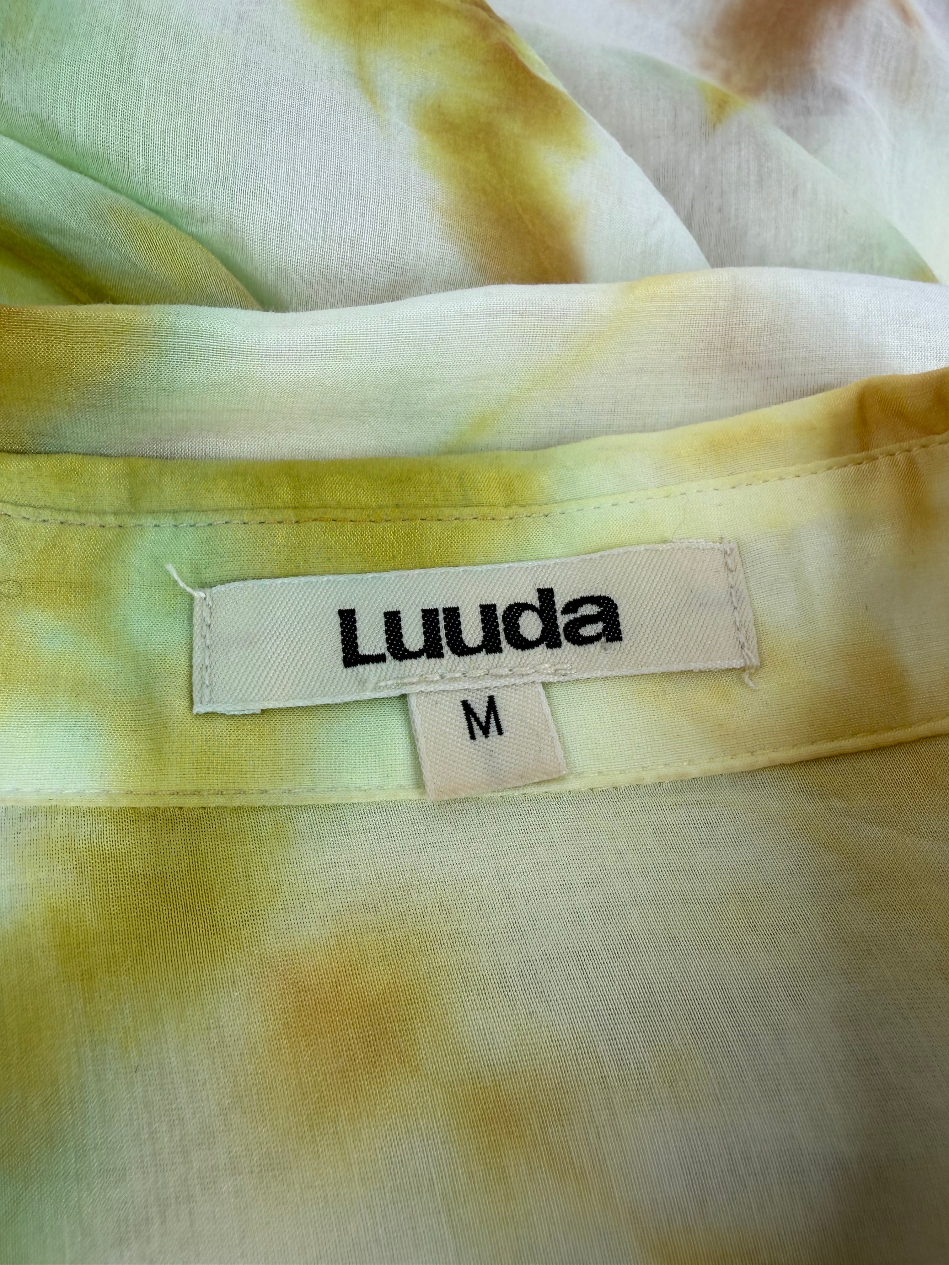 Luuda Pale Green & Yellow Tie-Dyed Silk & Cotton Shirt - AU10/12