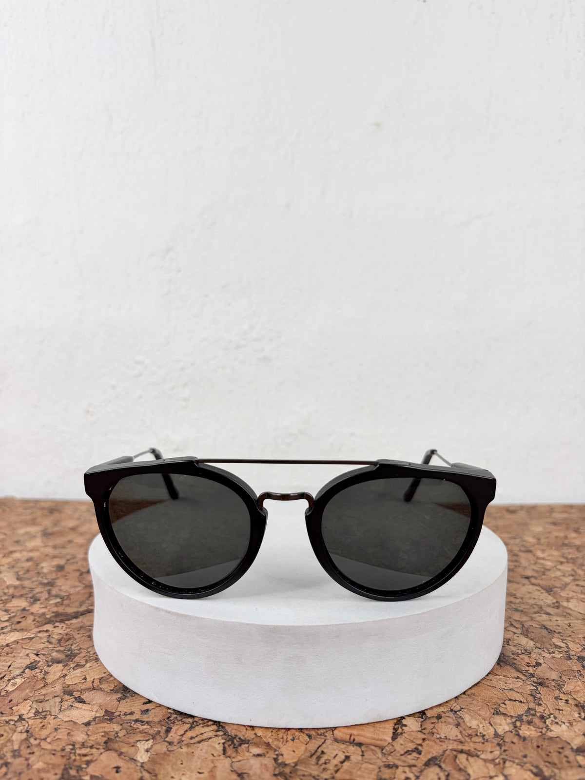 Retrofuture Italian Made Black Round Frame Sunglasses