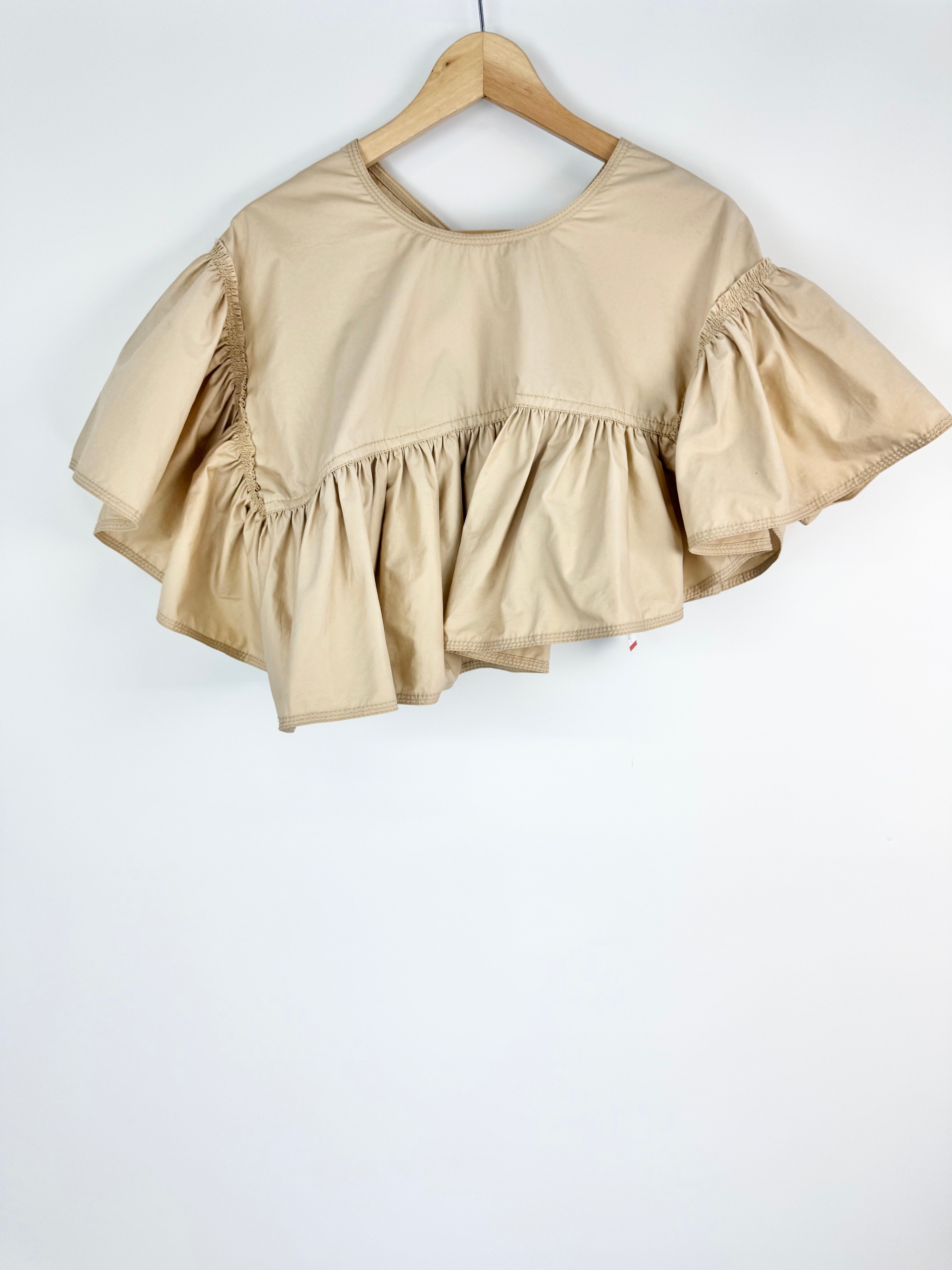 3.1 Phillip Lim Fawn Cotton Ruffle Crop Top - AU8/10