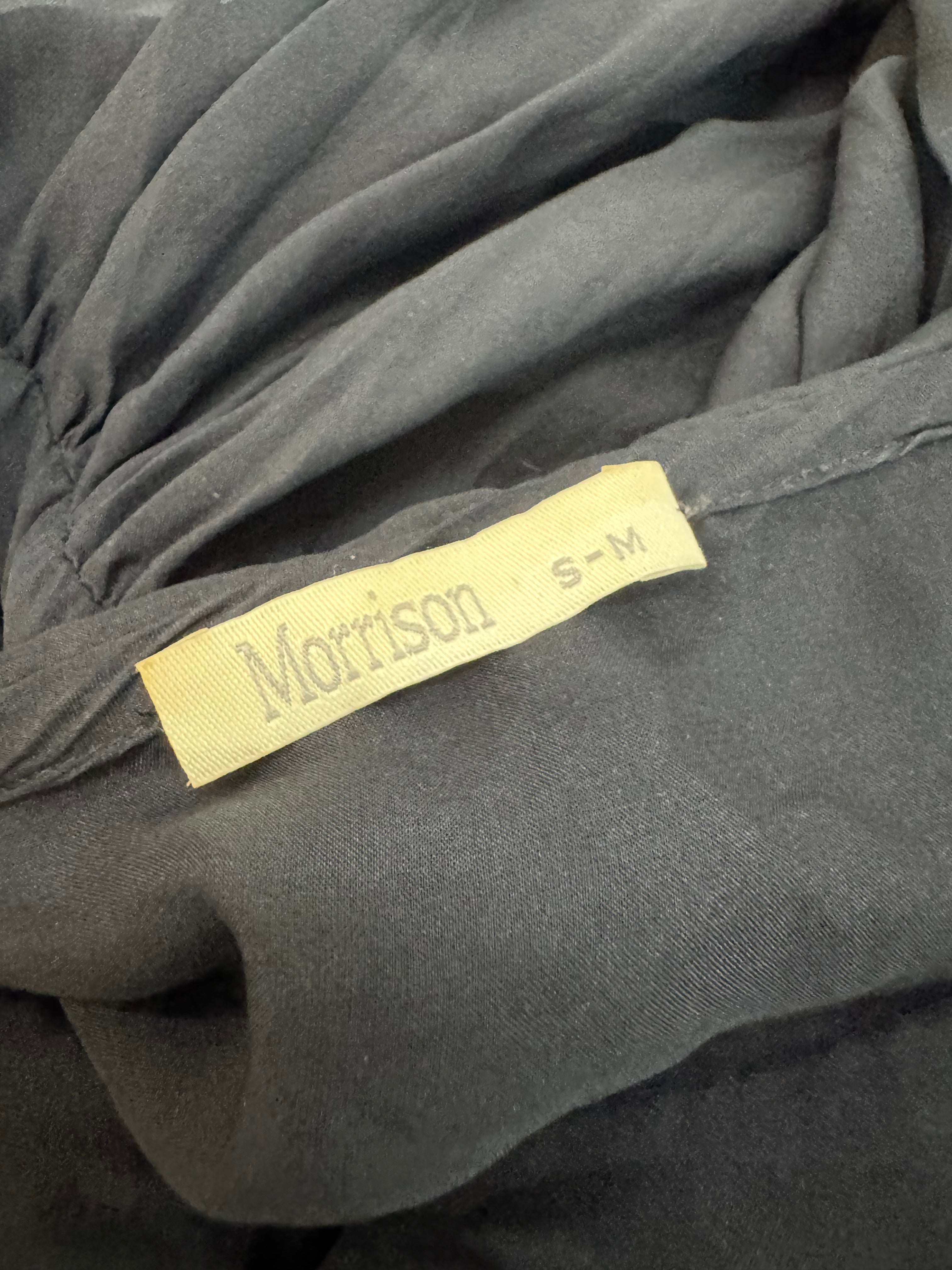 Morrison Sheer Black Silk Draped Blouse - AU8/10