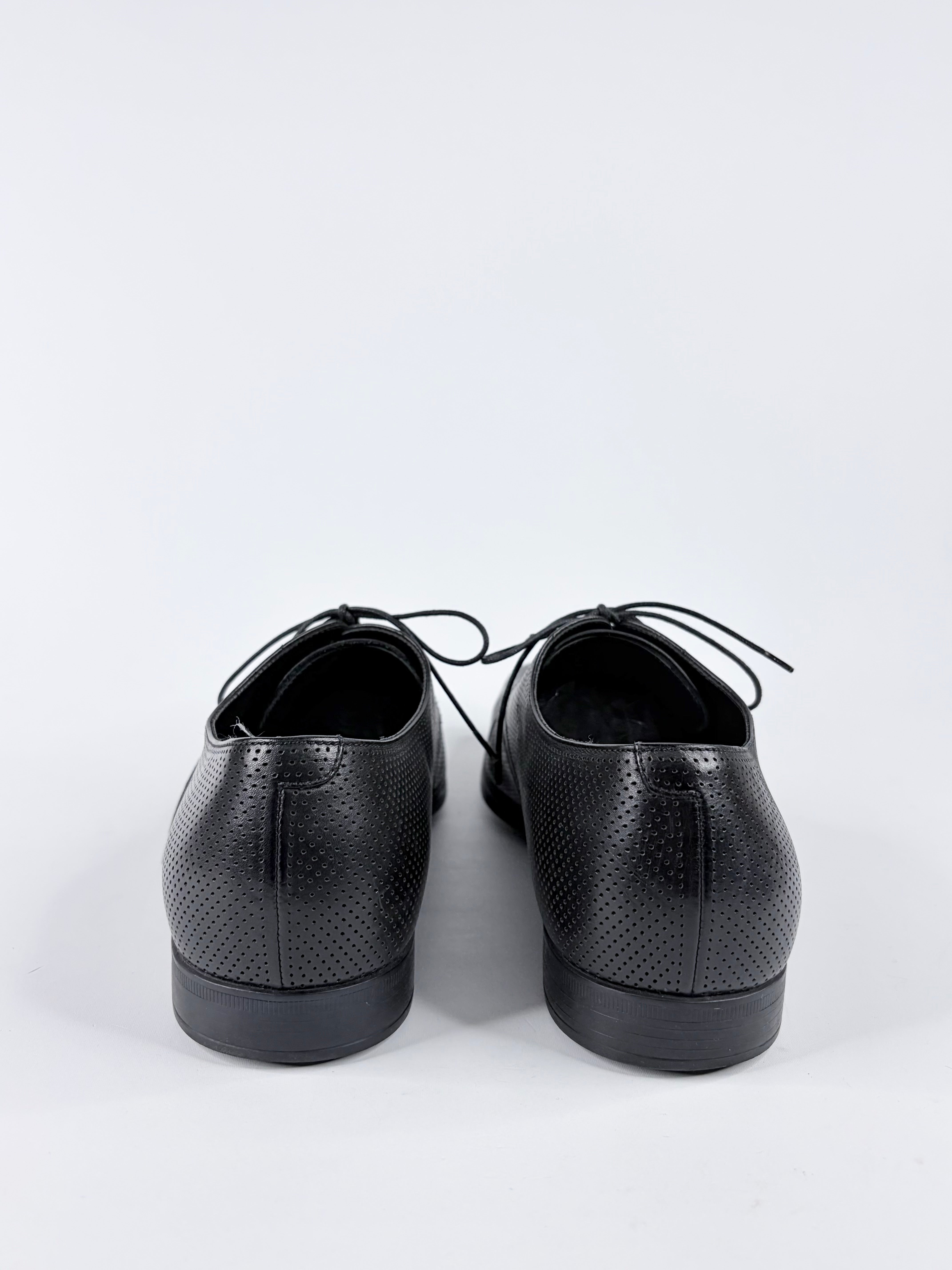 Giorgio Armani Black Pinhole Cut Leather Dress Shoes - EU43
