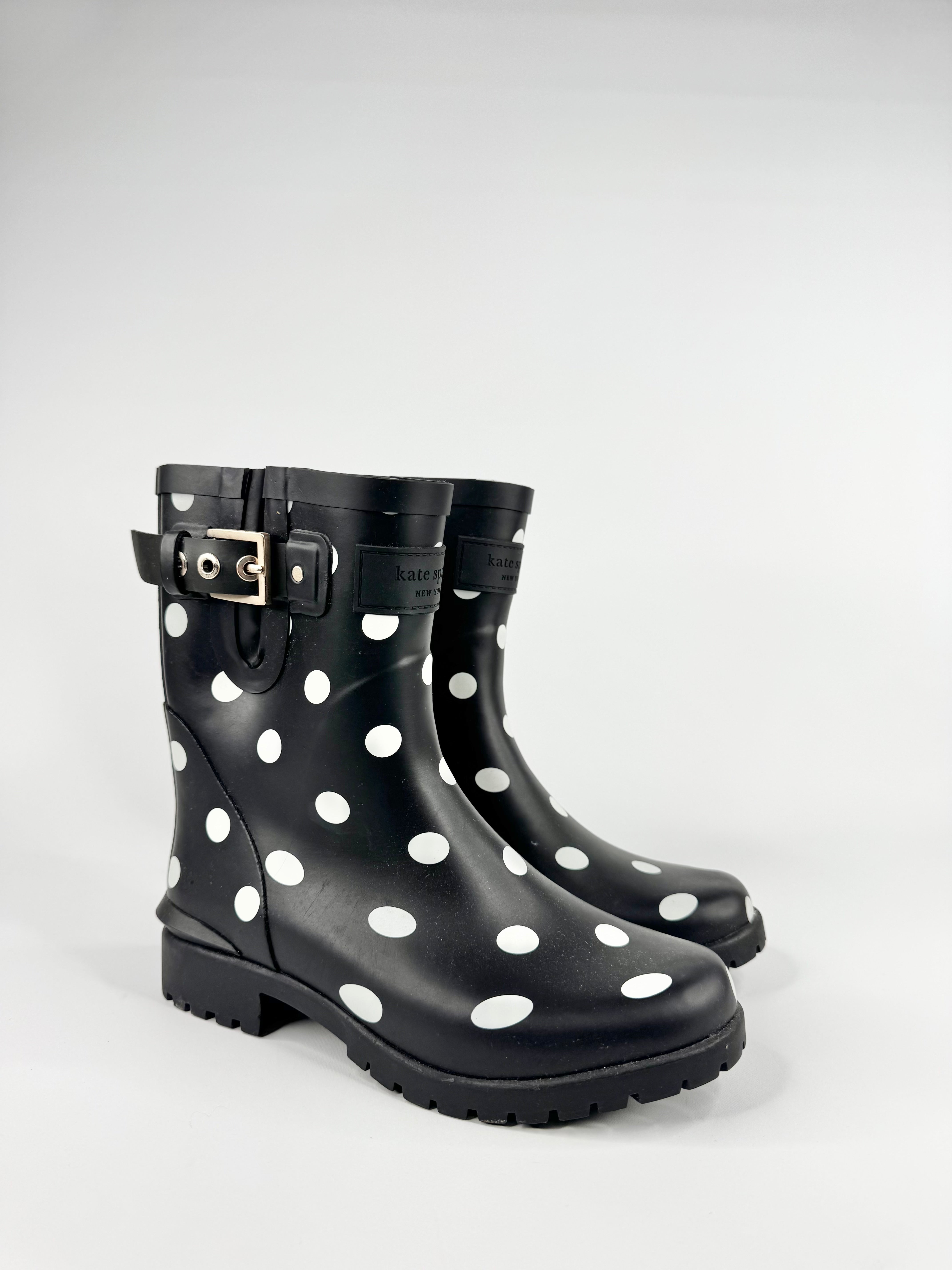 Kate Spade Black & White Polka Dot ‘Carina’ Rain Boots - EU36.5