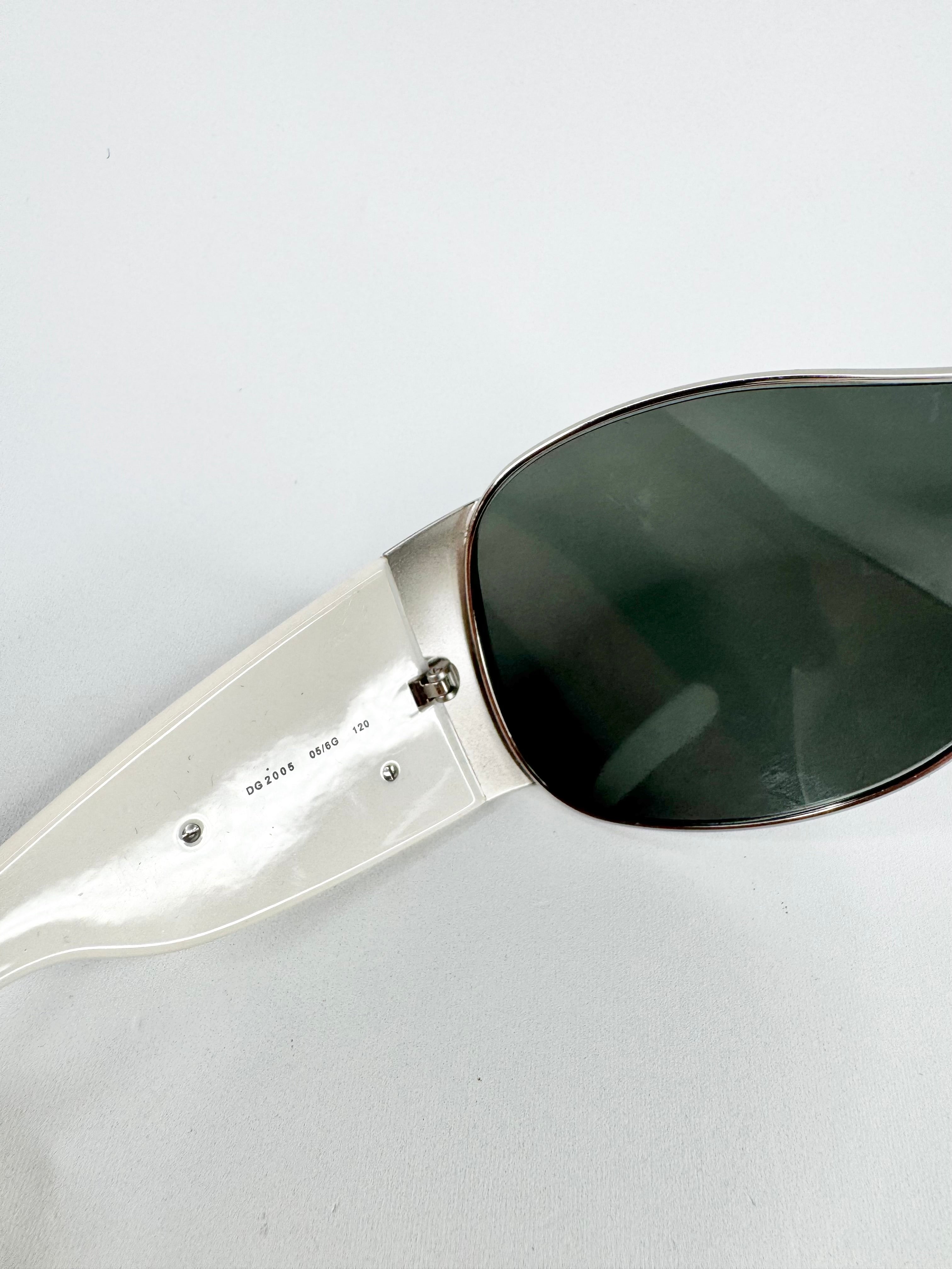 Dolce & Gabbana White Frame Shield Sunglasses