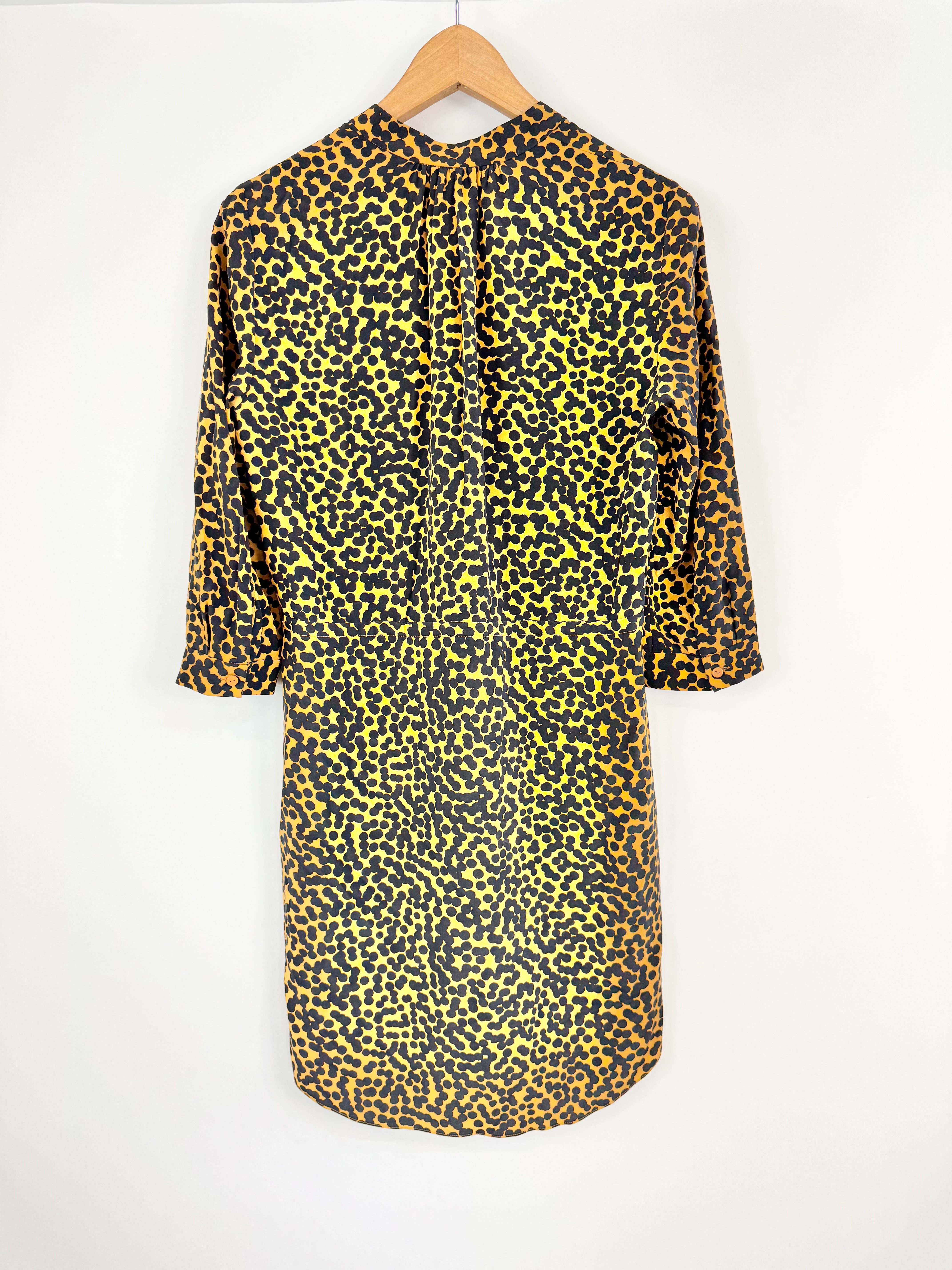 Diane Von Furstenberg Deep Orange & Black Dotted Dress - AU10