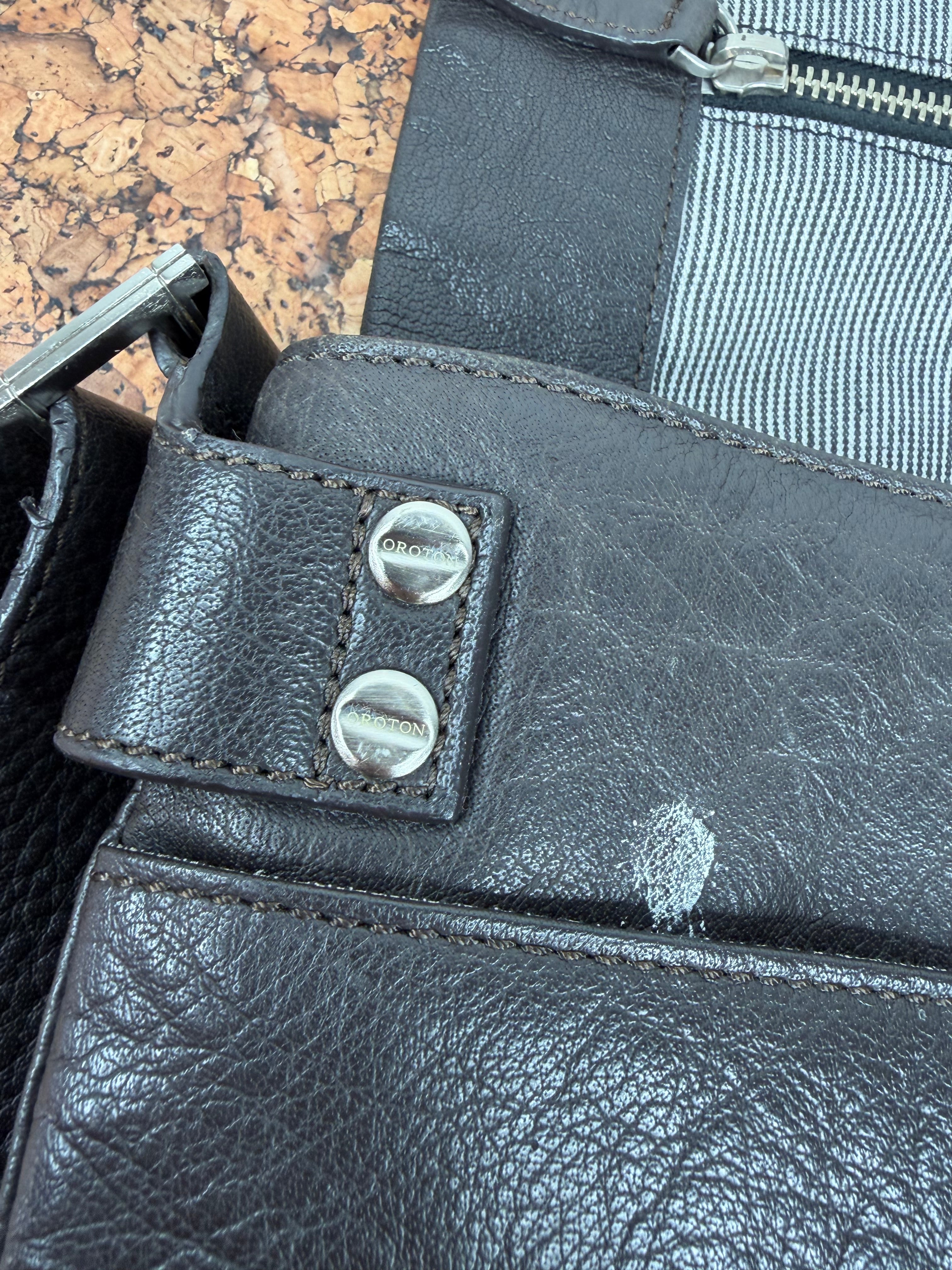 Oroton Chocolate Leather Satchel