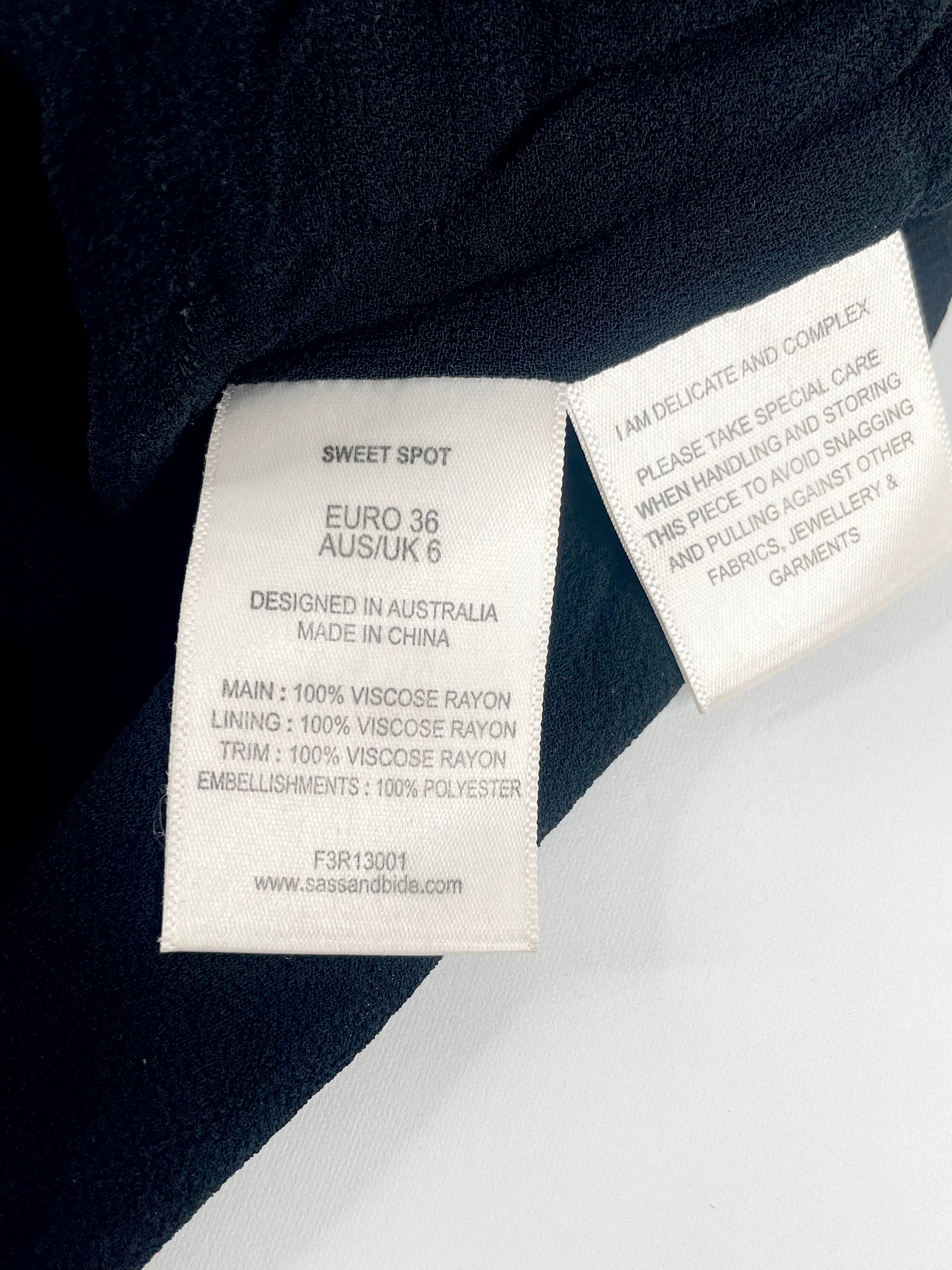 Sass & Bide 'Sweet Spot' Black Sheer Embellished Skirt - AU6