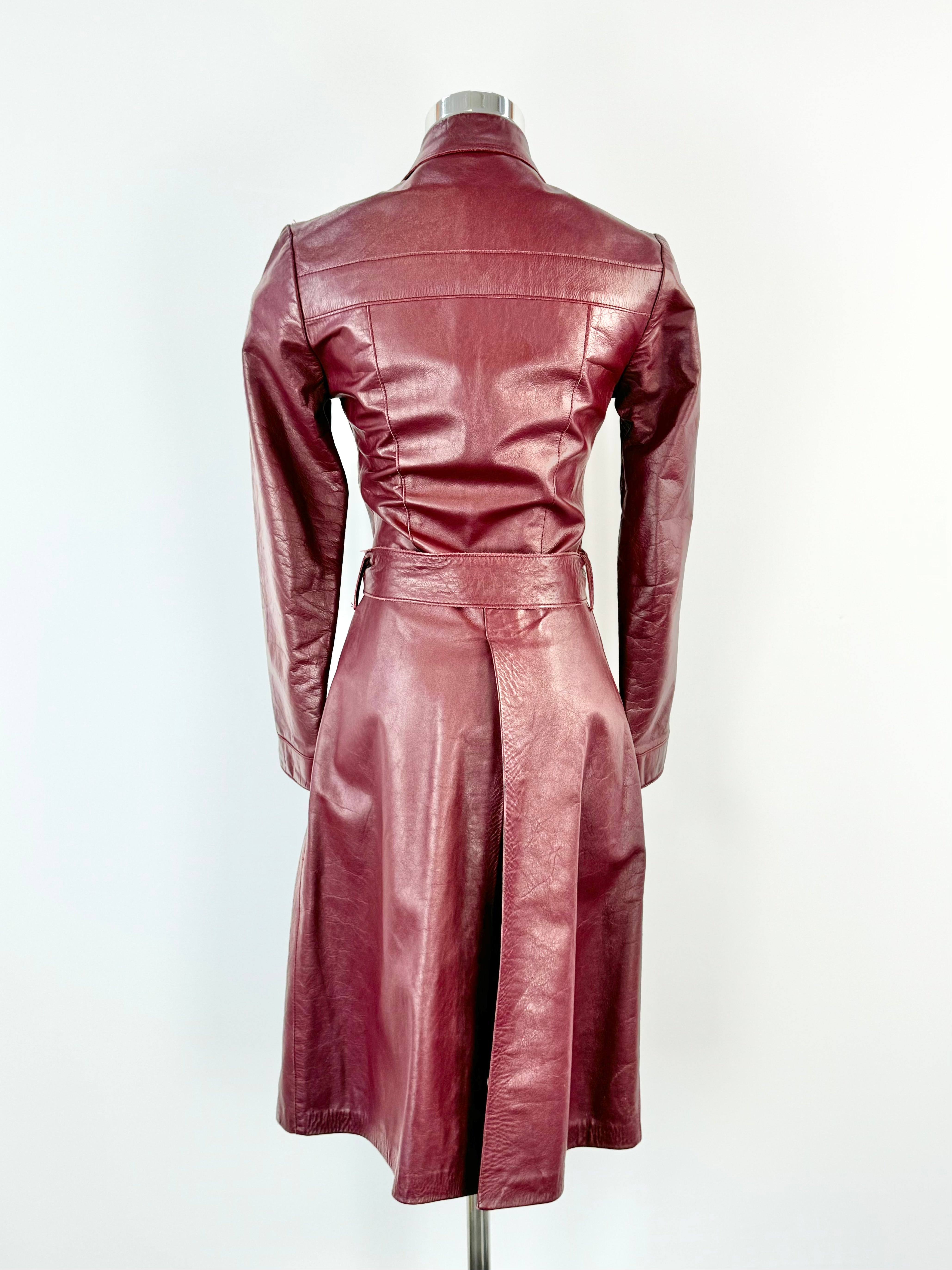 Vintage Merivale Mulberry Leather Trench Coat - AU6/8