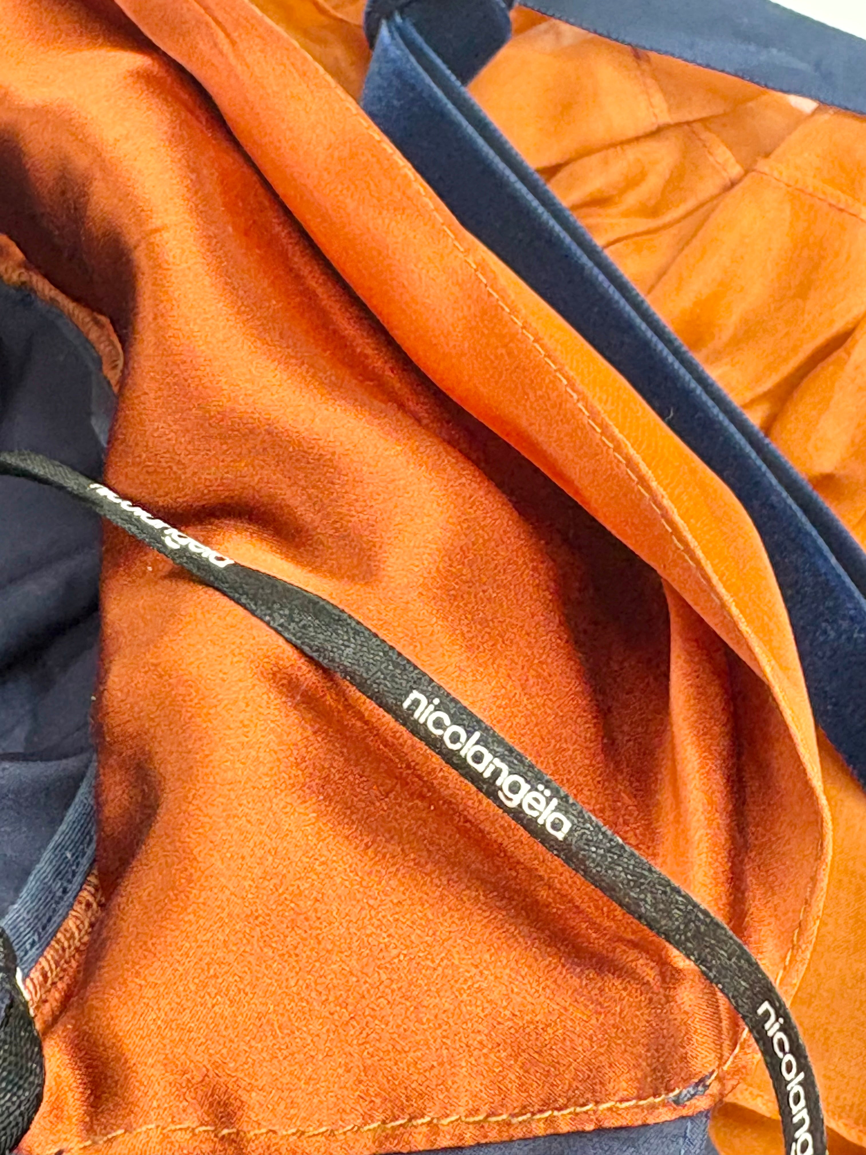 Nicolangela Navy & Rust Cocktail Dress with Frill - AU10/12