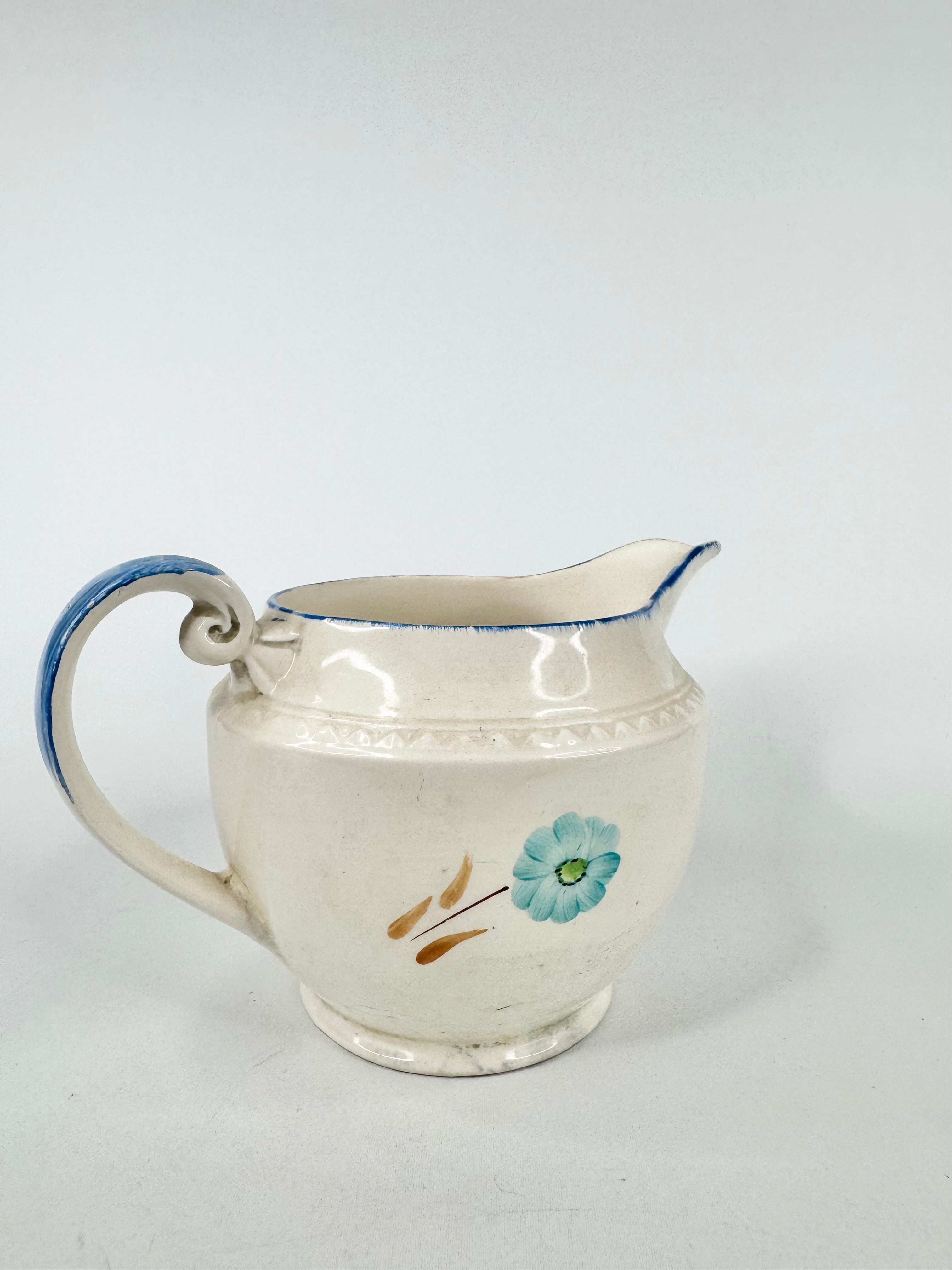 Swinnertons Staffordshire England White With Blue Detail and Floral Motif Creamer Jug