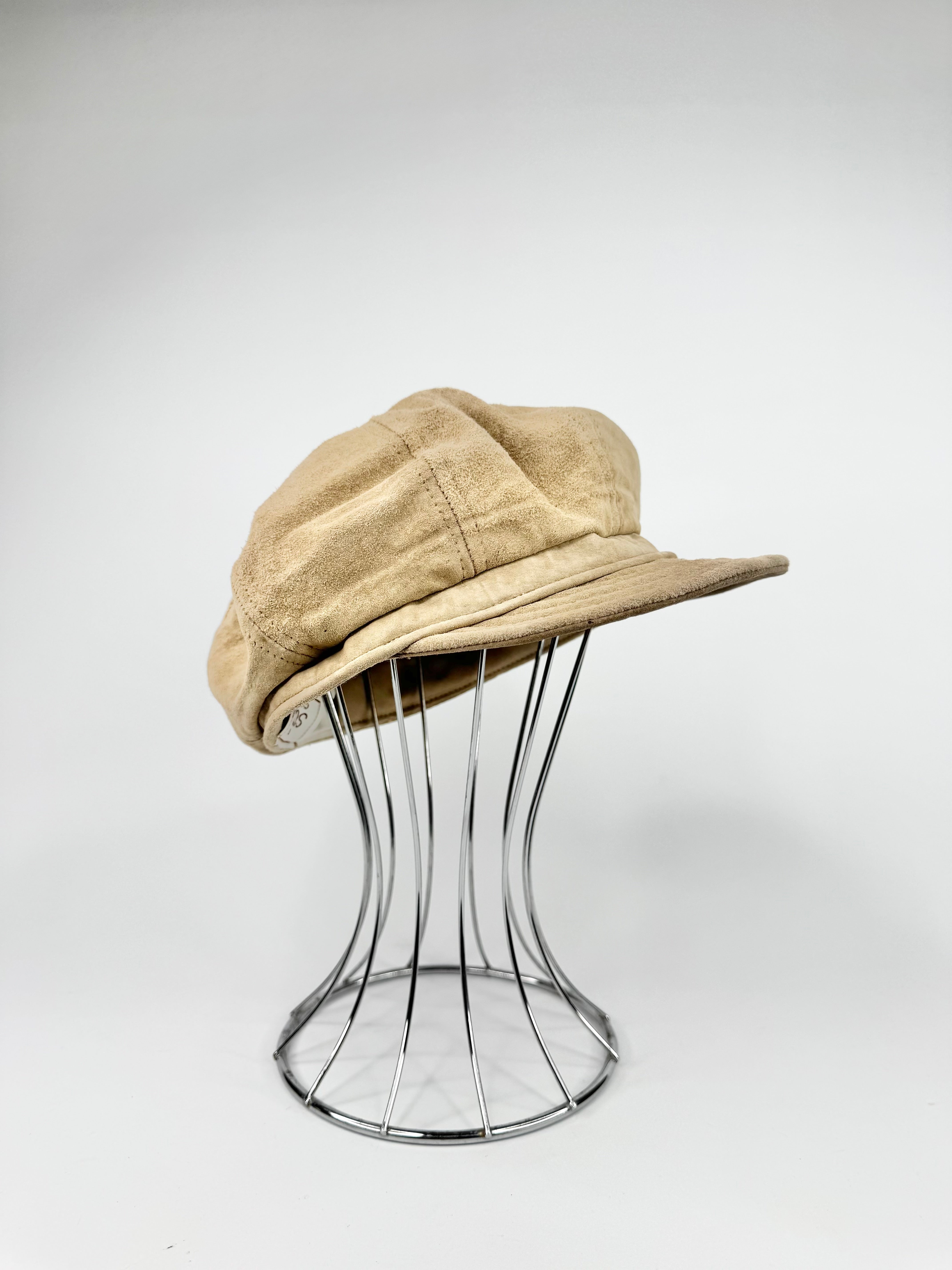 Vintage Scala Bone Suede Flat Cap