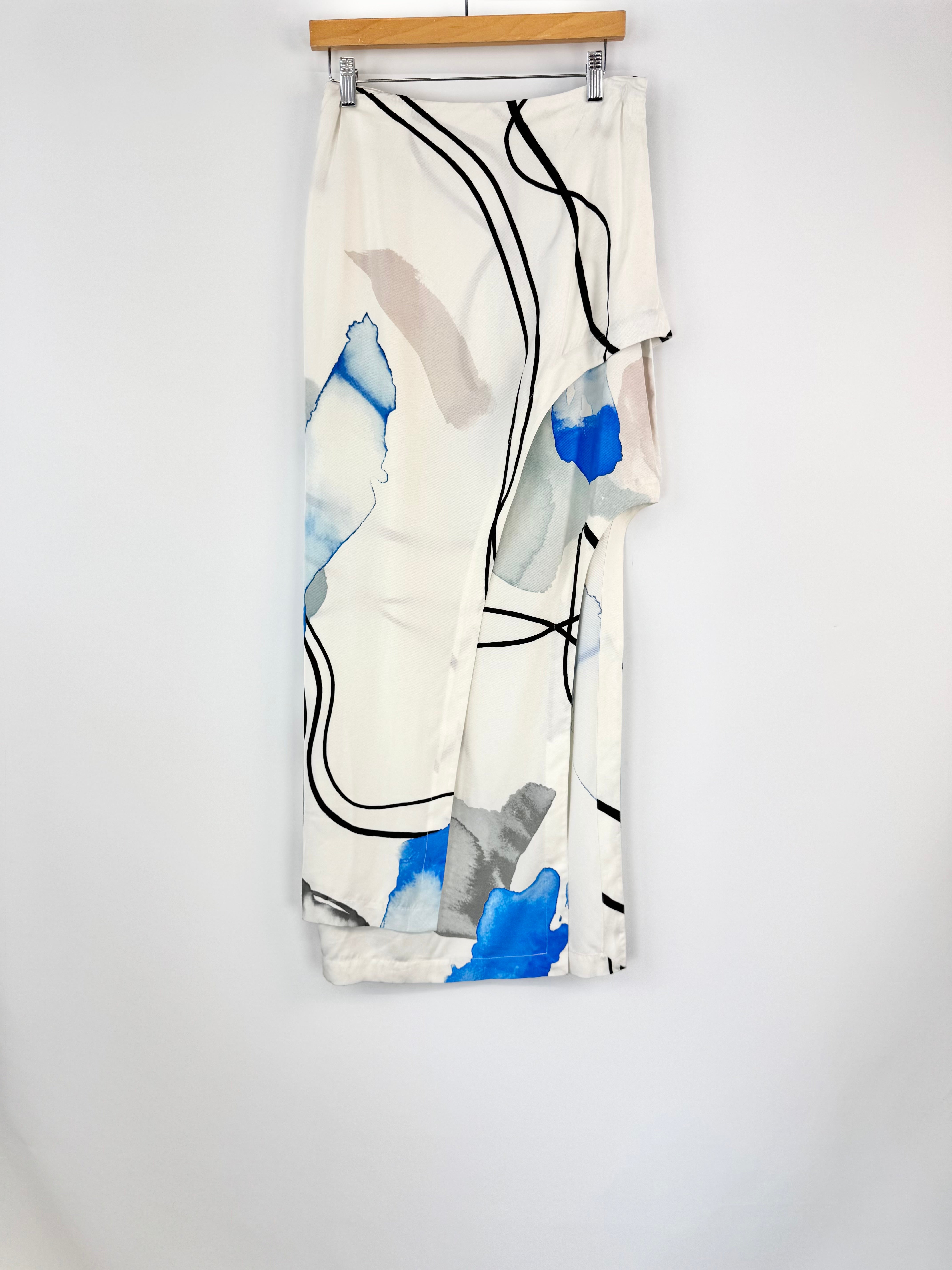 Sass & Bide White, Blue & Grey 'The Abstract' Asymmetric Skirt - AU10