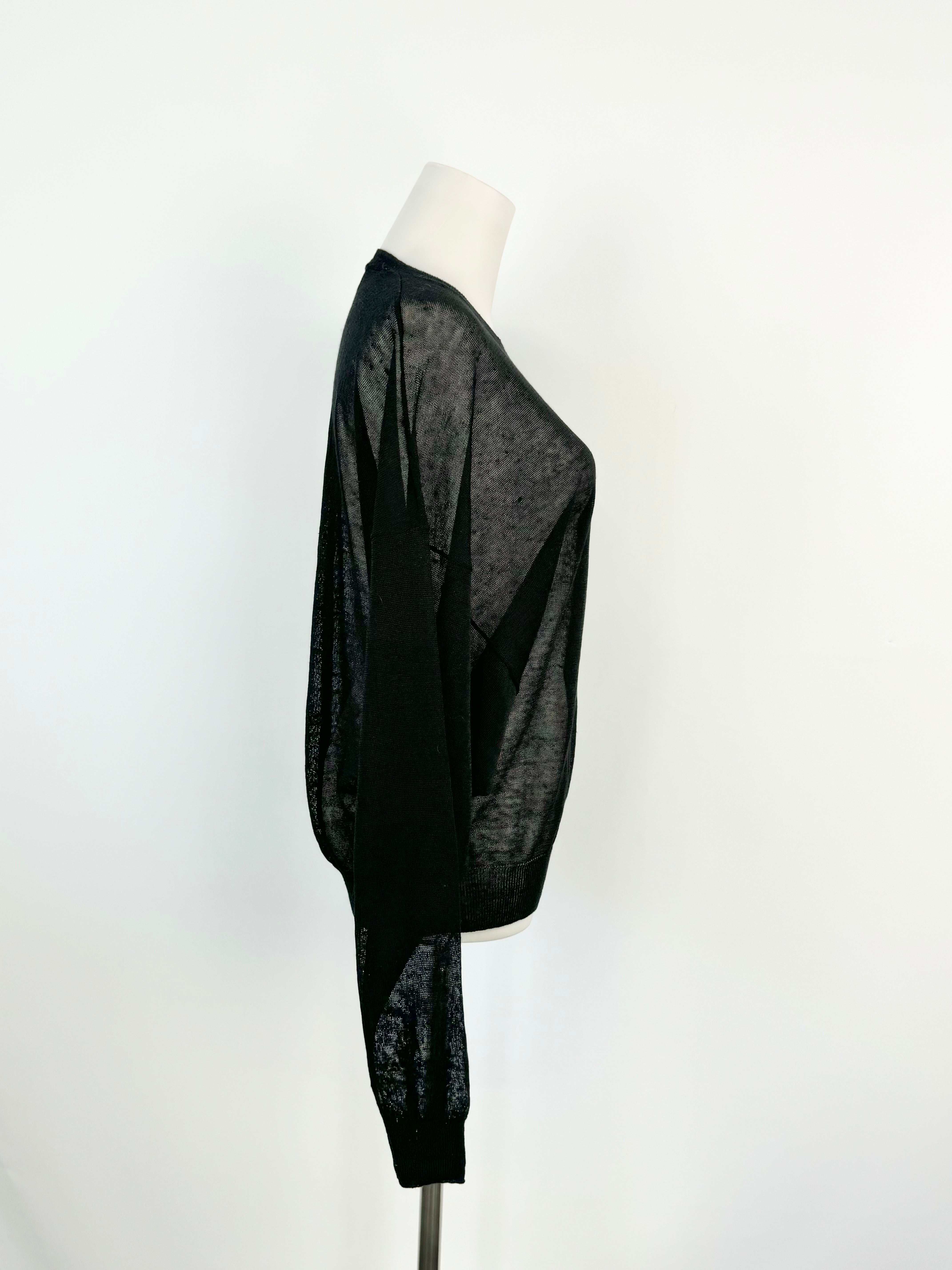 IRO Sheer Black Linen Knit 'Eugenie' Top - AU8