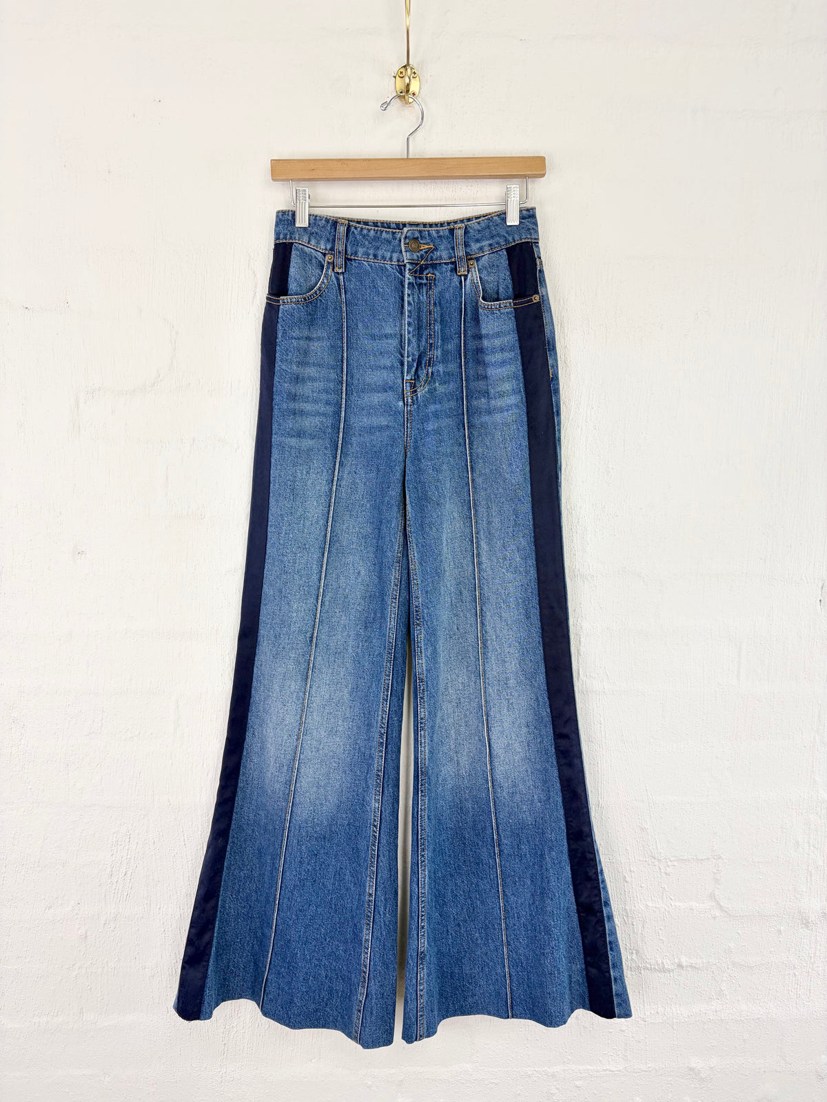 Zimmermann Blue Striped Denim Flared Jeans - AU8/10