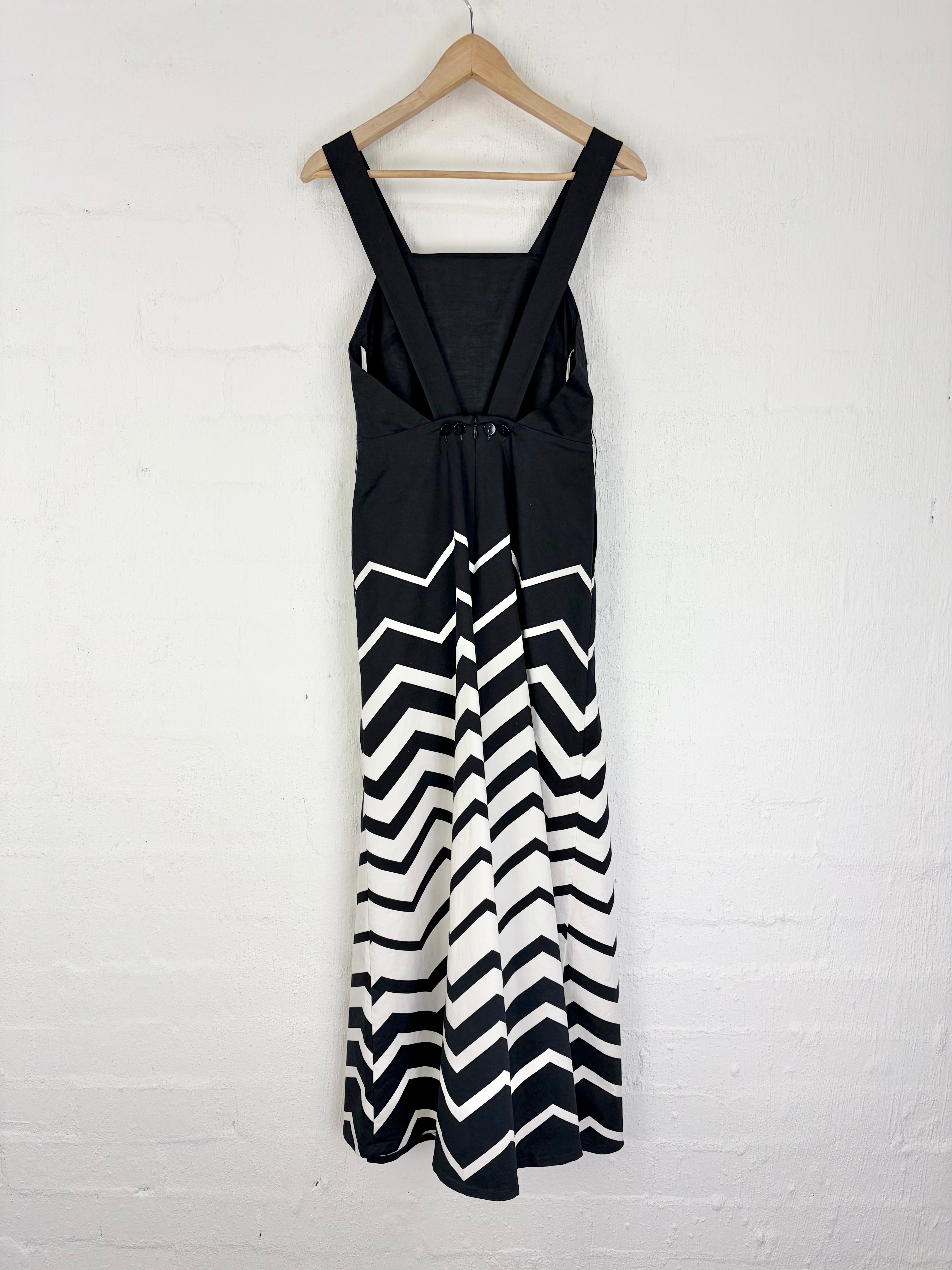 Sass & Bide Black & White Zig Zag Pattern 'Circus Ball' Jumpsuit - AU6