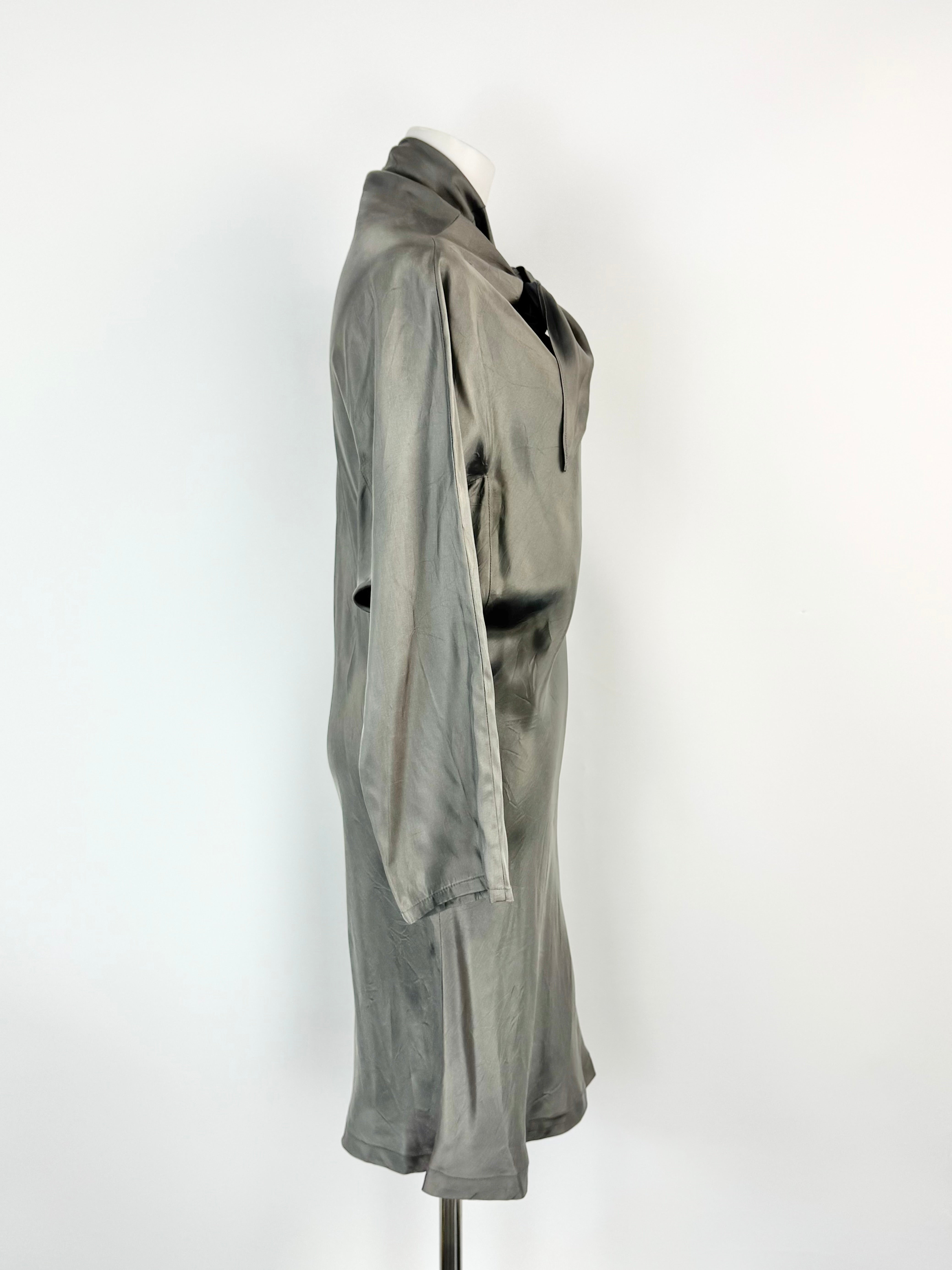 Vintage Scanlan Theodore Stone Grey Silky Dress - AU8/10