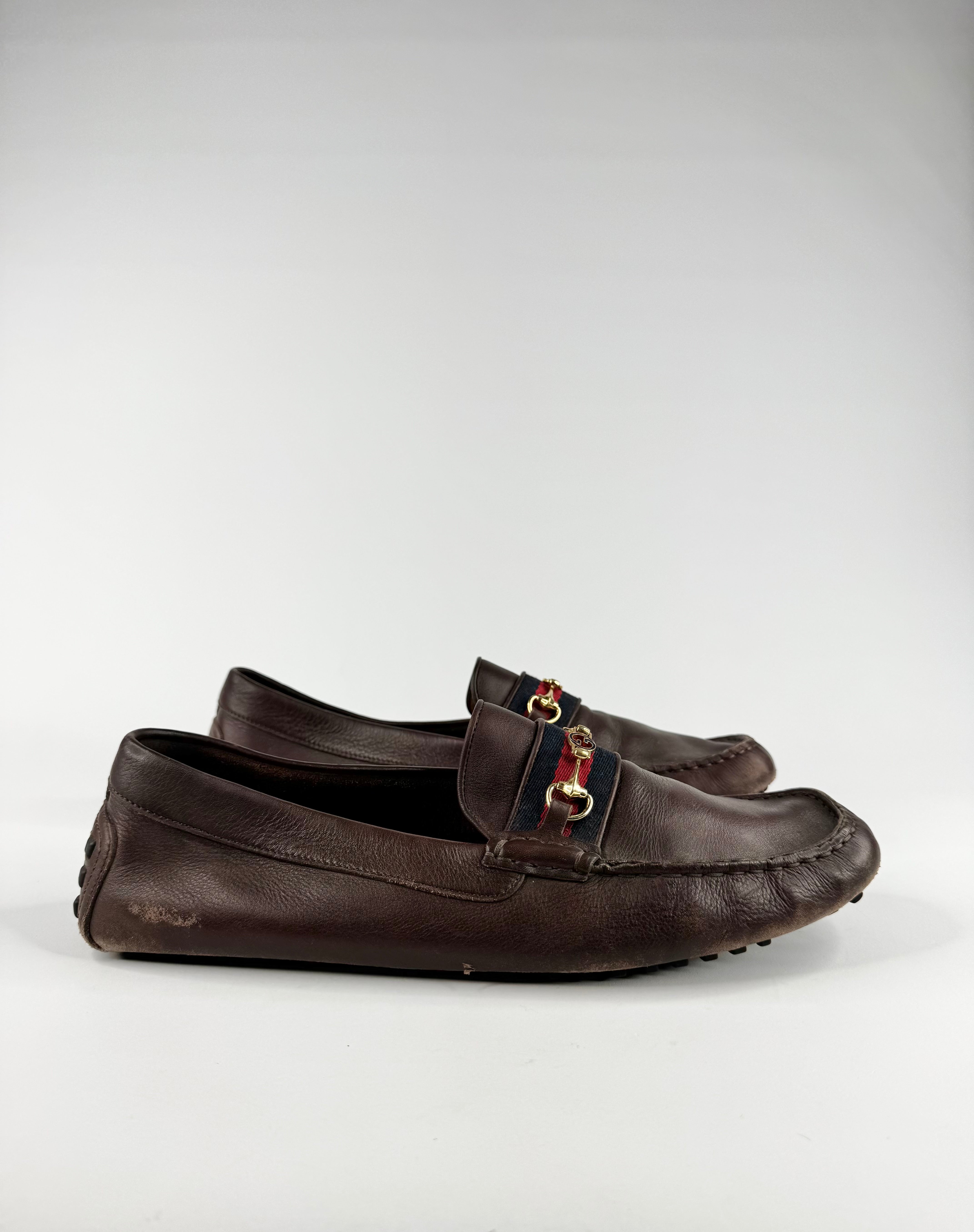 Gucci Brown Leather Driver Loafer with Horsebit - EU47