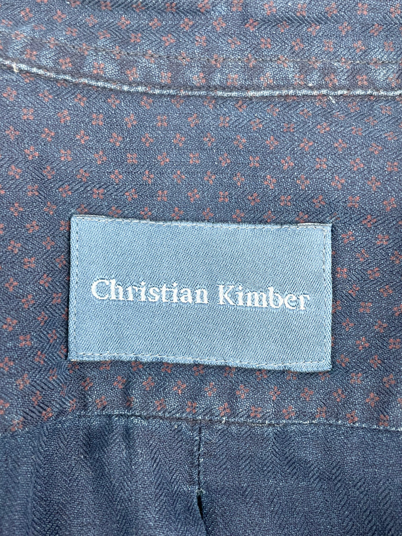 Christian Kimber Navy Blue Micro-Floral Patterned Shirt - S