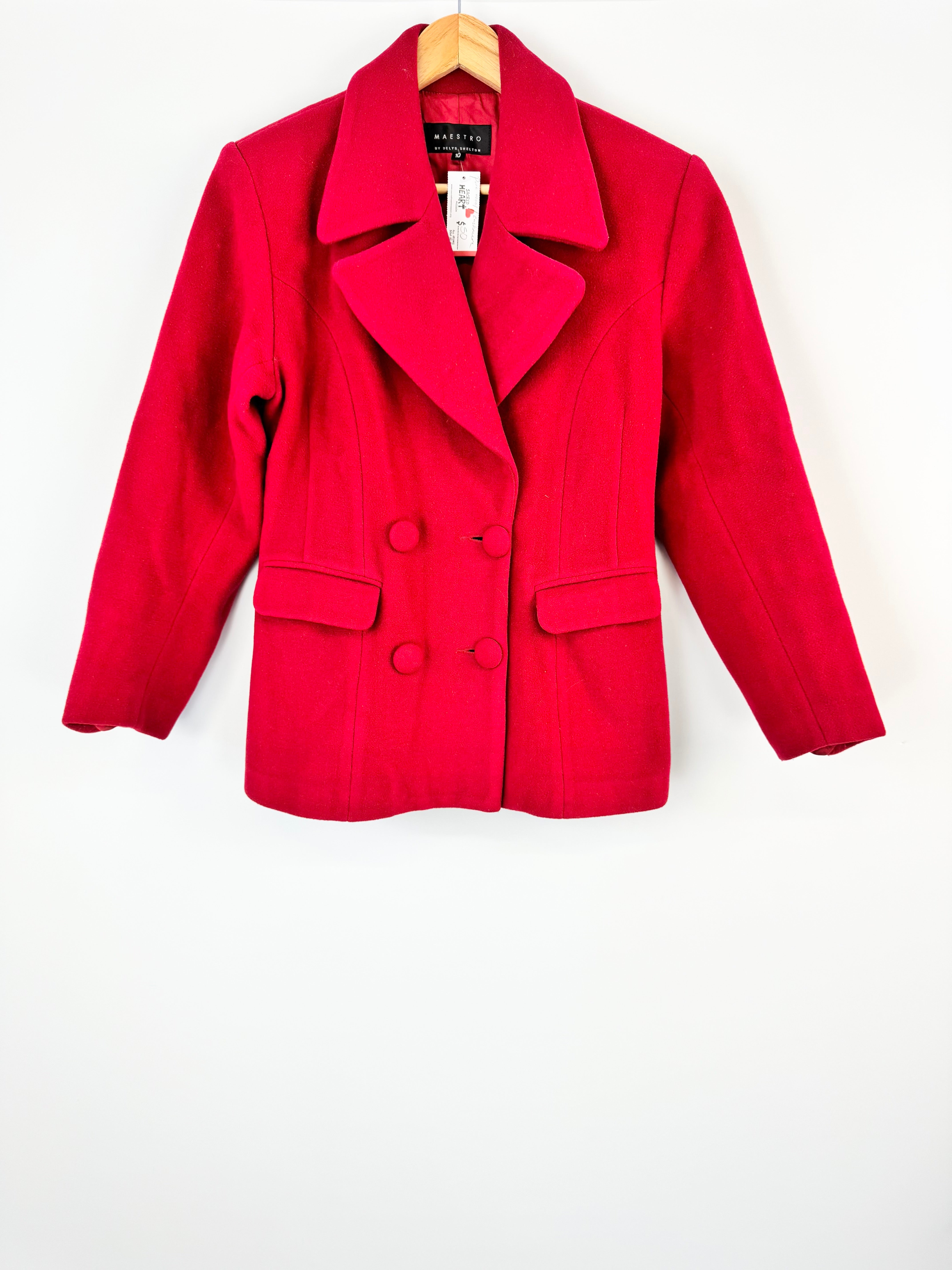 Maestro Deep Red Wool & Cashmere Blend Jacket - AU10