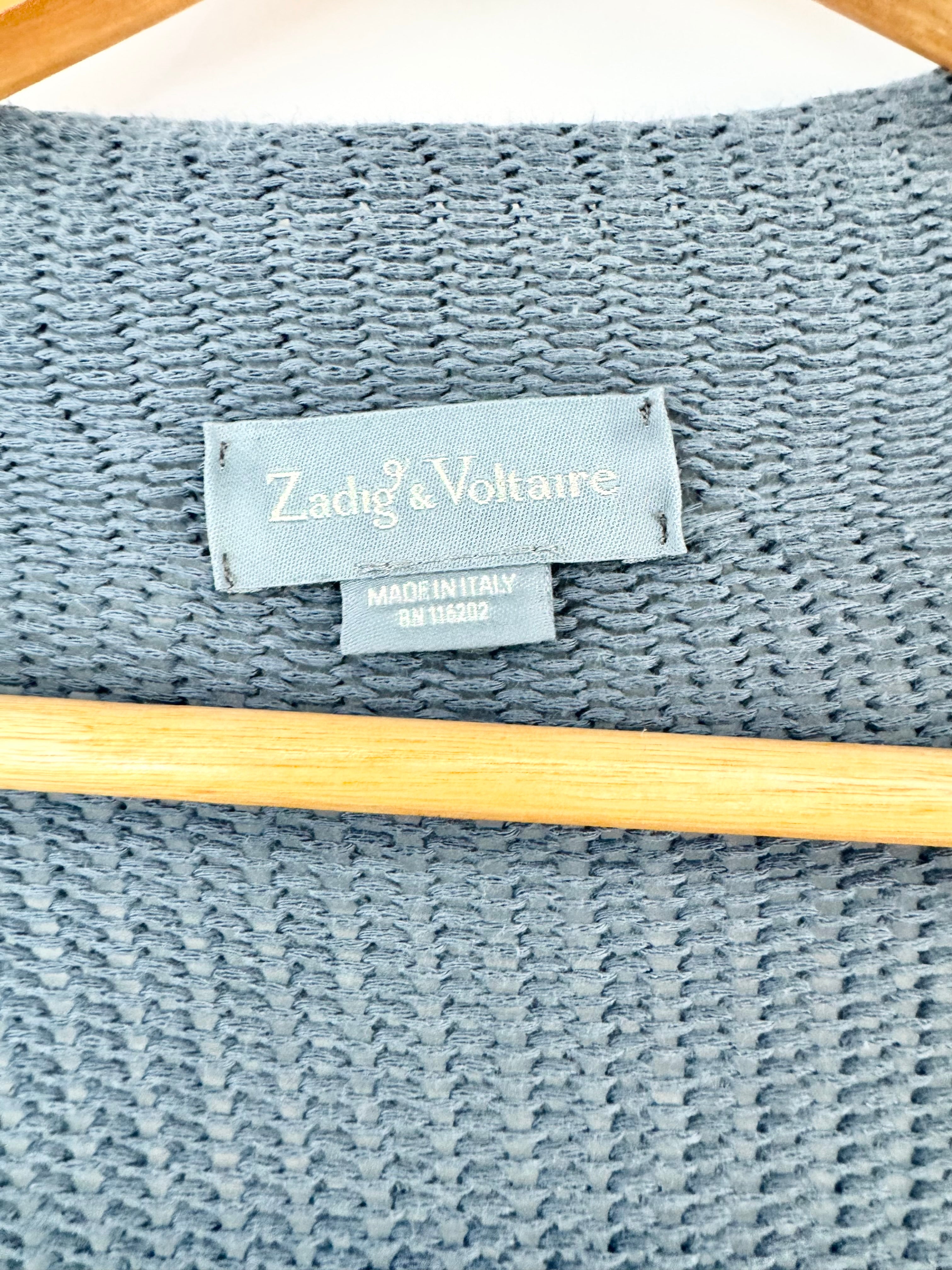 Zadig & Voltaire Stone Blue 'Mina' Cotton Cardigan - AU8/10
