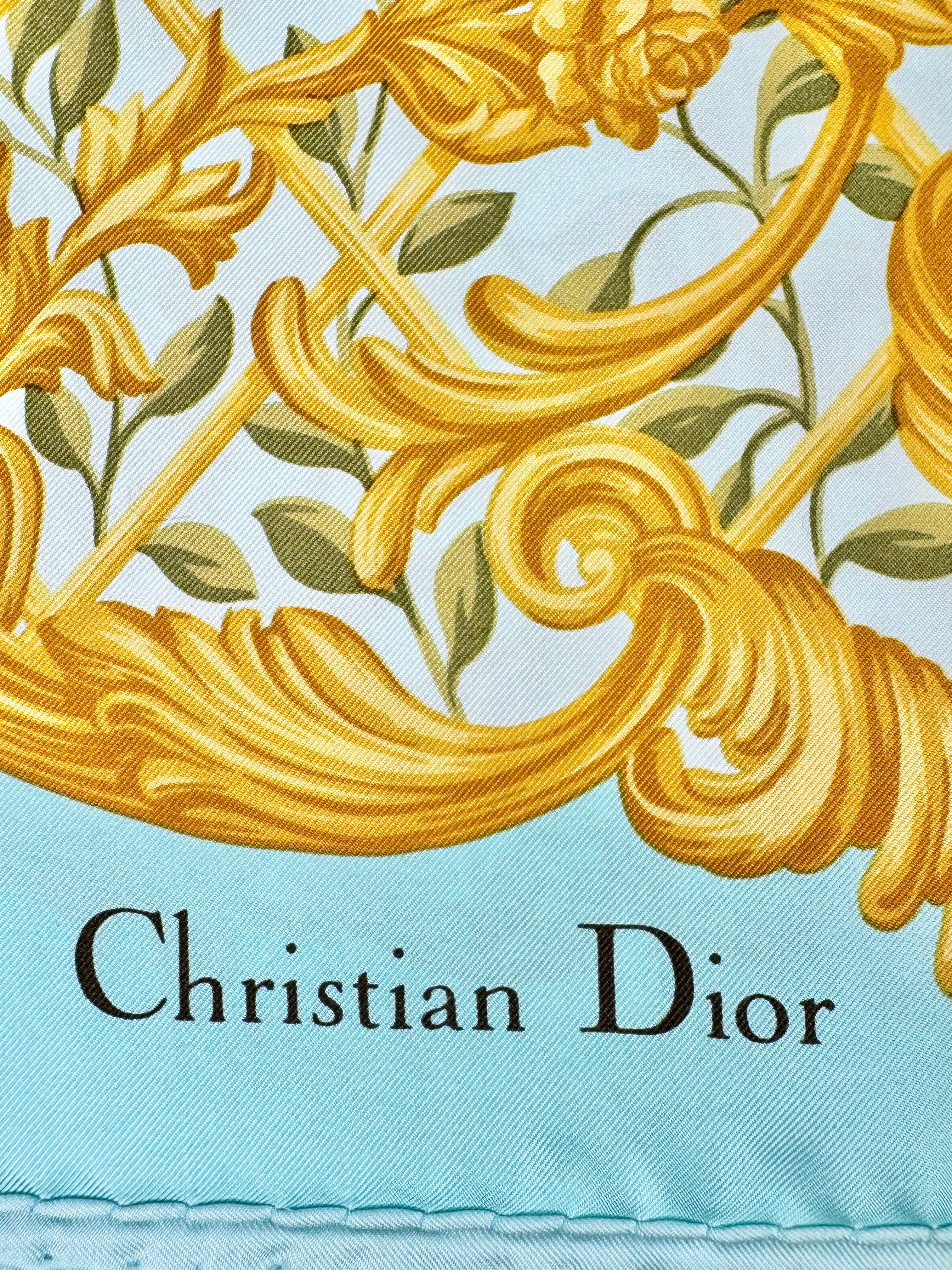 Christian Dior Broque Floral Trellis Patterned Silk Scarf