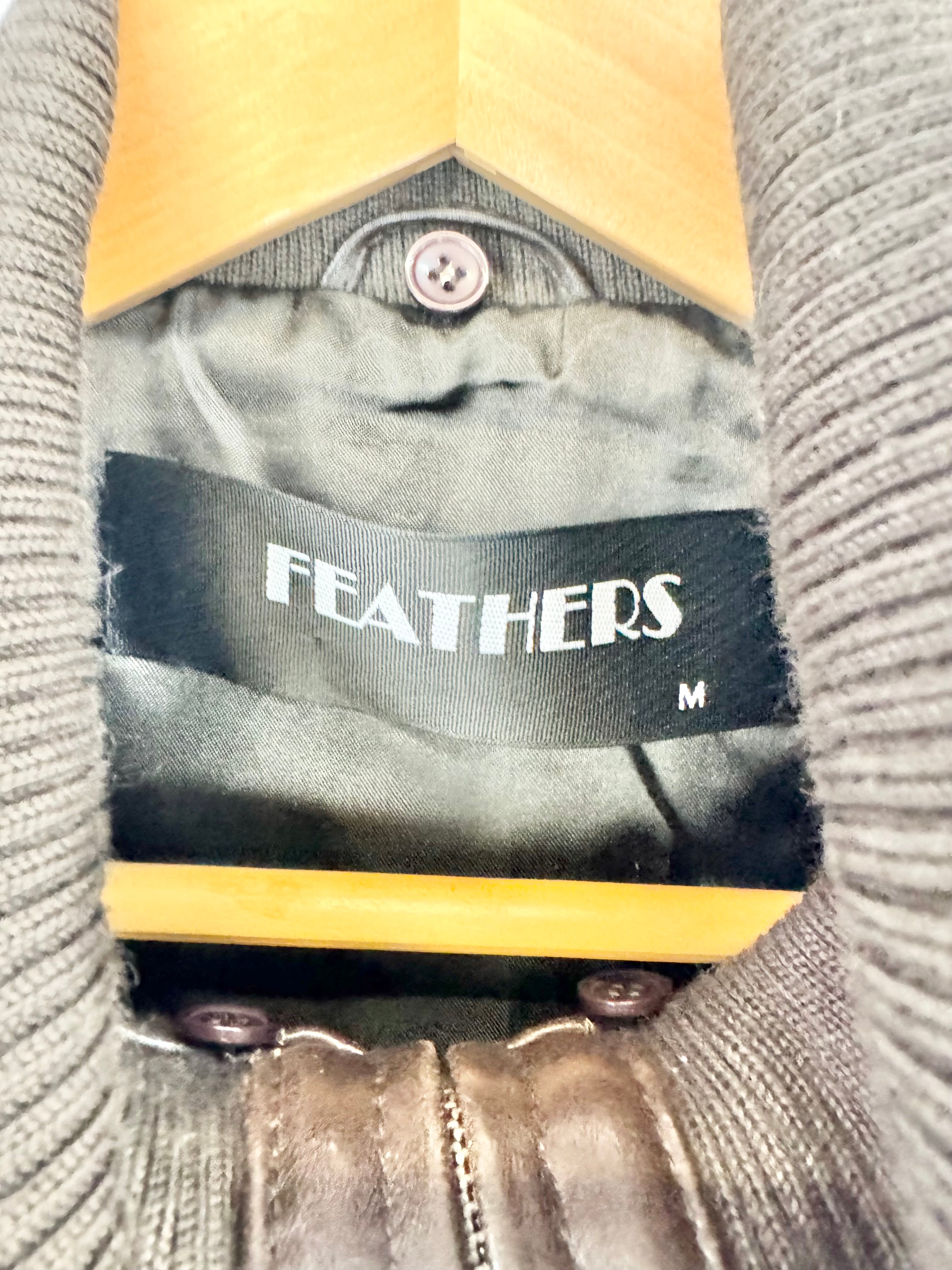 Feathers Fur + Nubuck Brown Bomber Jacket - AU10