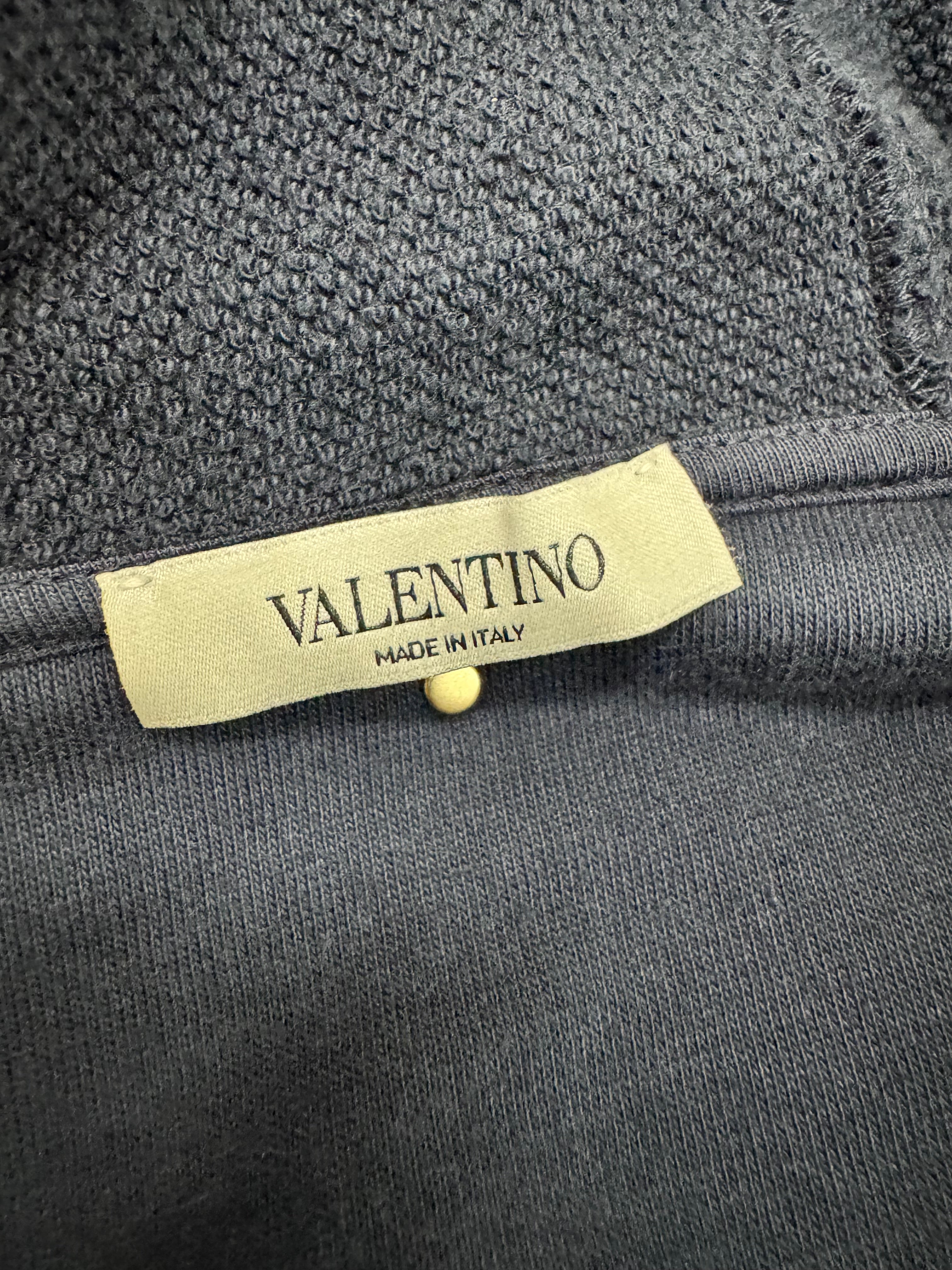 Valentino Blue Camo Patterned Zippered Hoodie - L