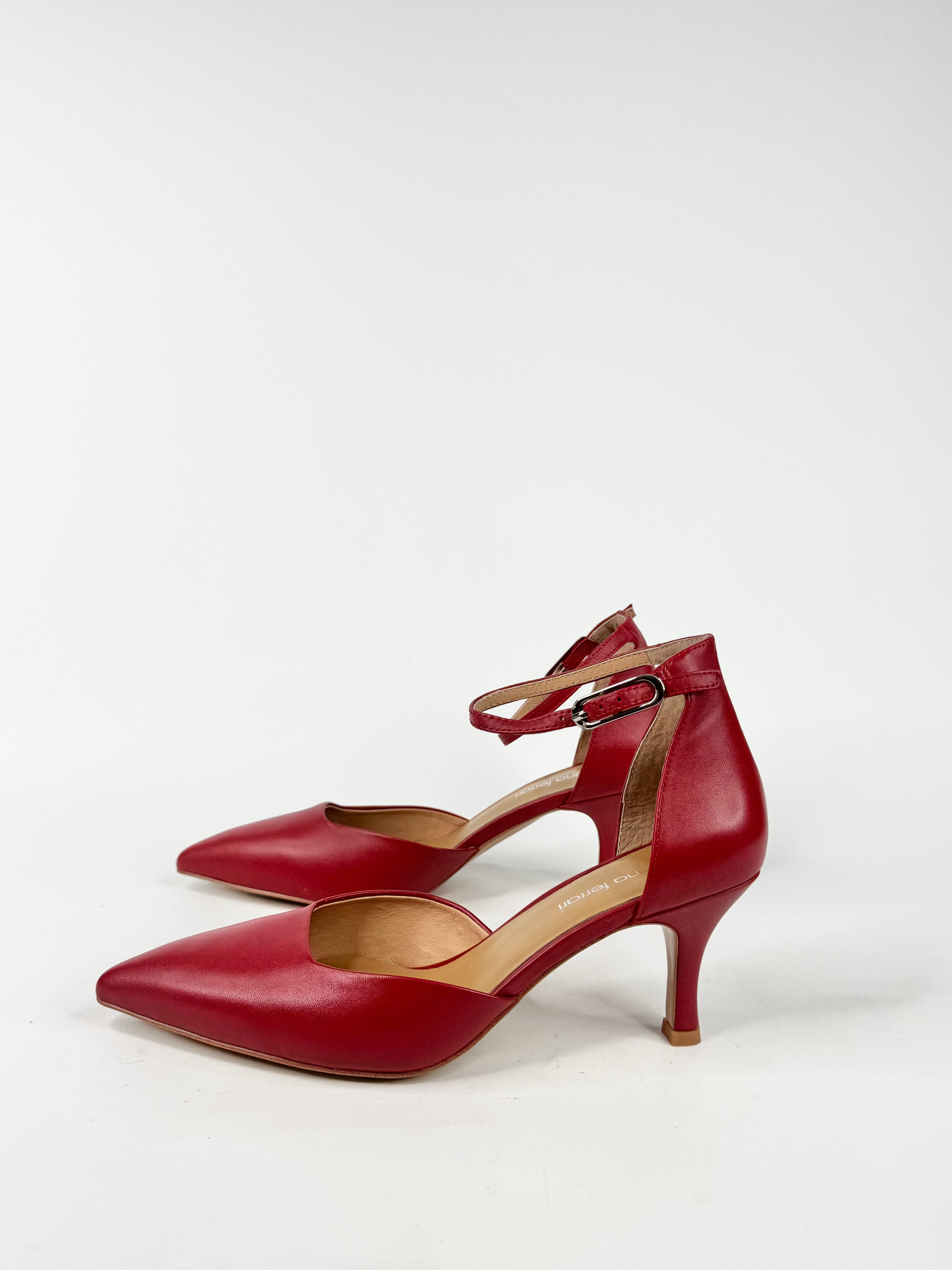 MFW Diana Ferrari Tartine Deep Red Leather Heels - EU37