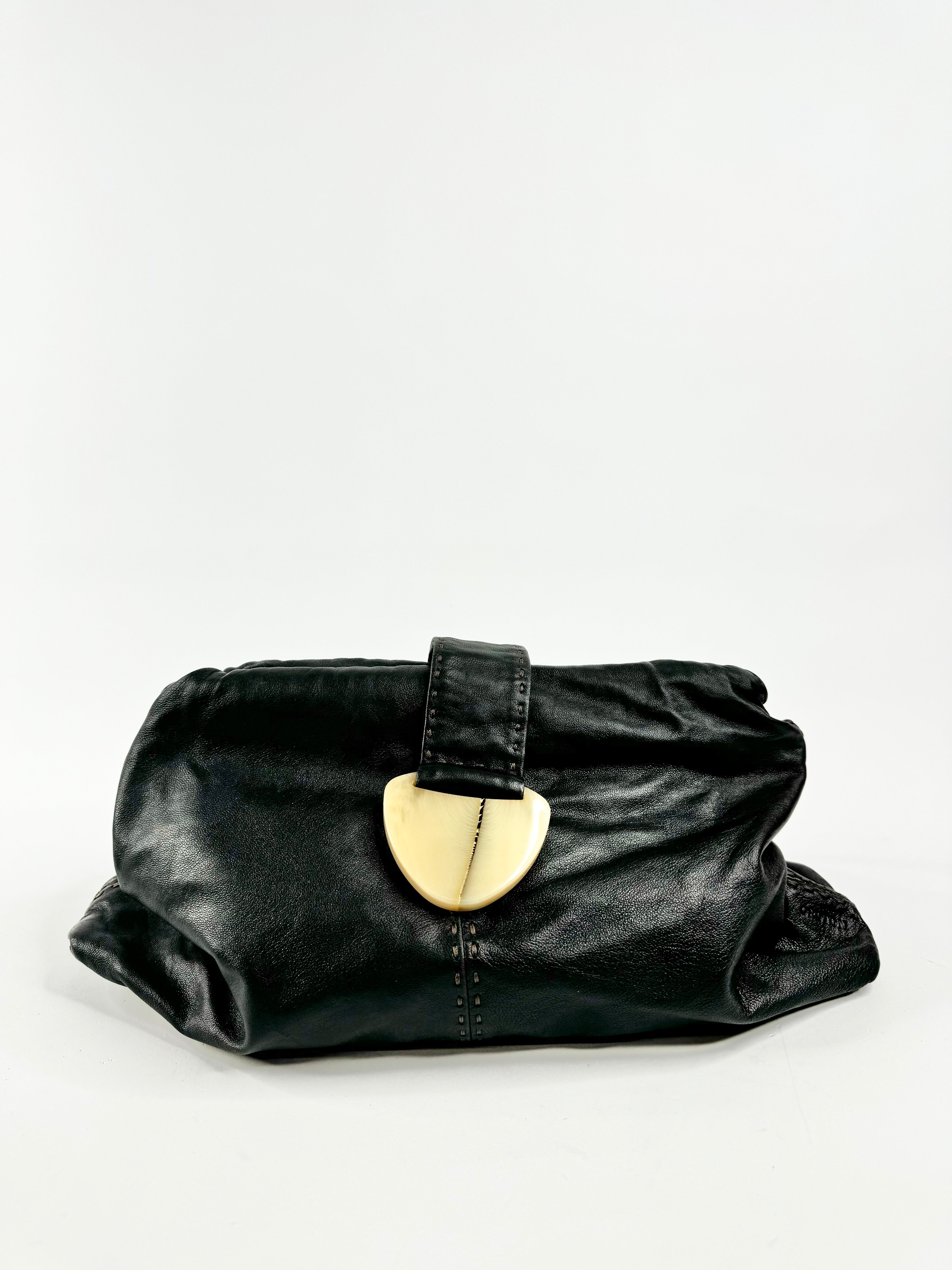 Oroton Buttery Black Leather Bag