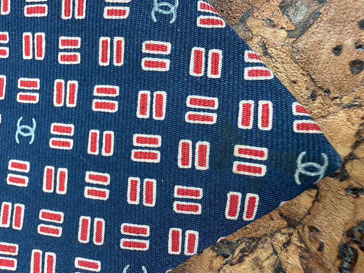 Chanel Navy & Red Patterned Silk Tie