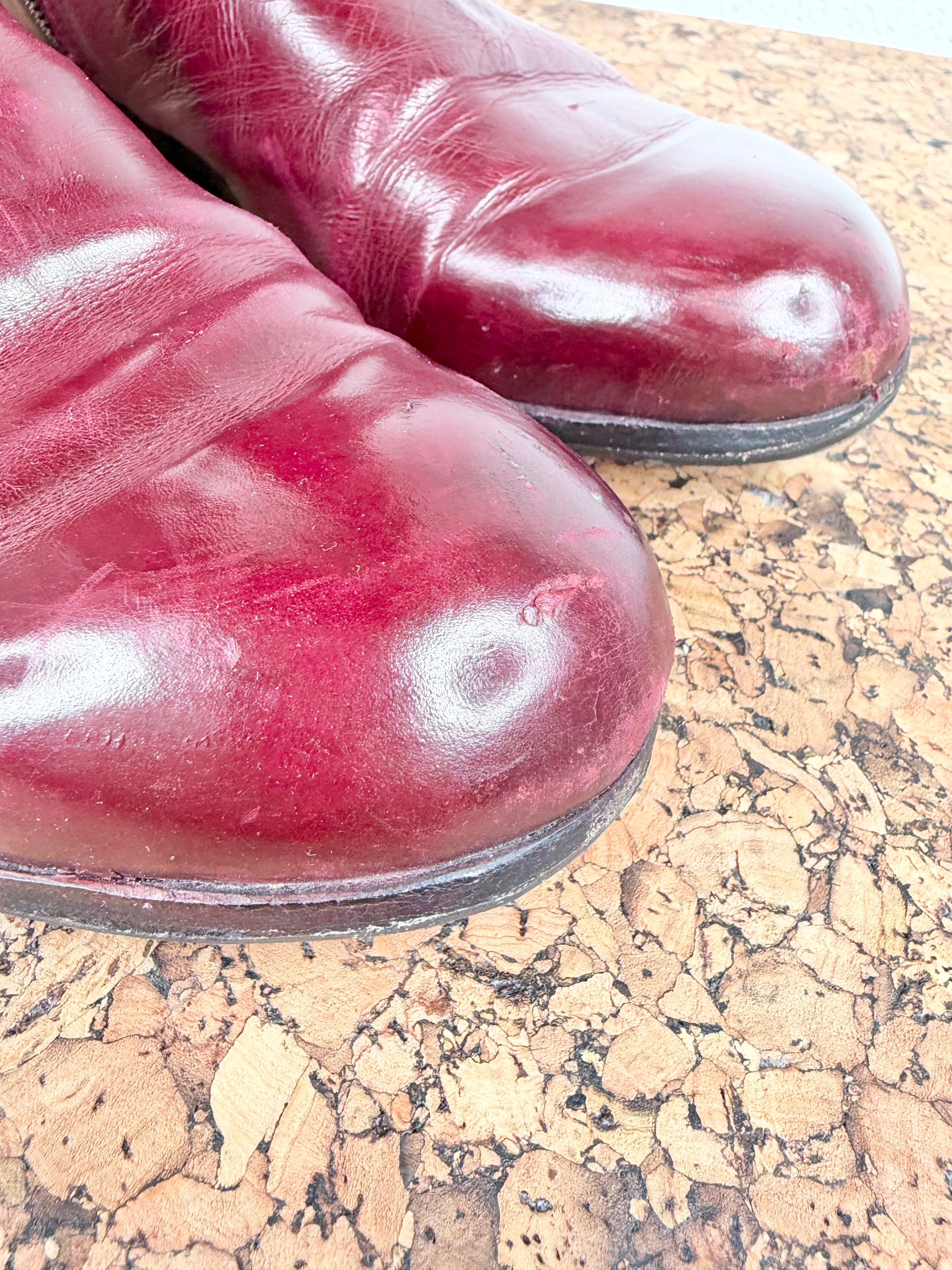 Wootten Burgundy Handcrafted Leather Boots - EU39