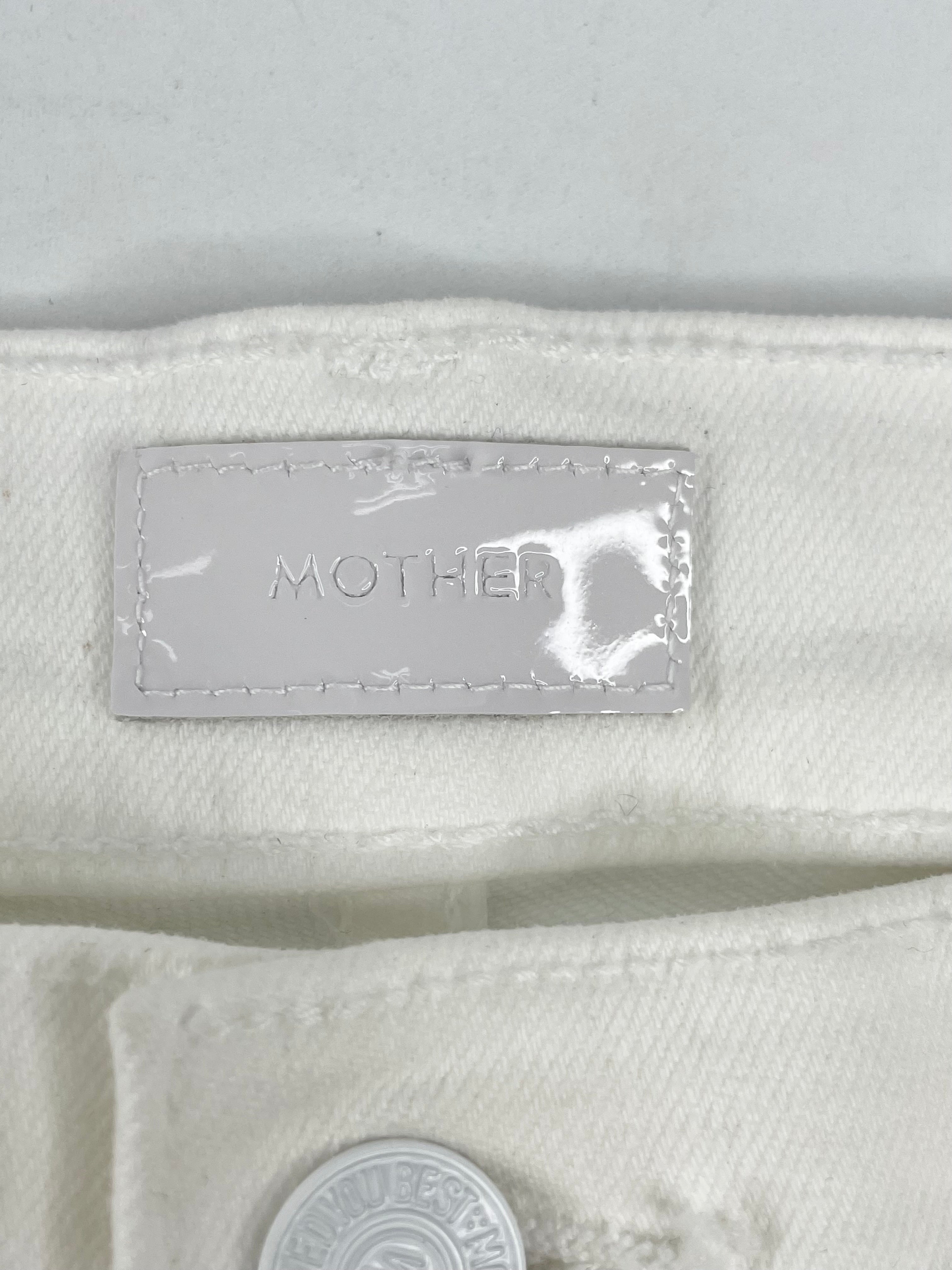 Mother White Frayed Ankle 'Dazzler' Mid Rise Jeans - 29