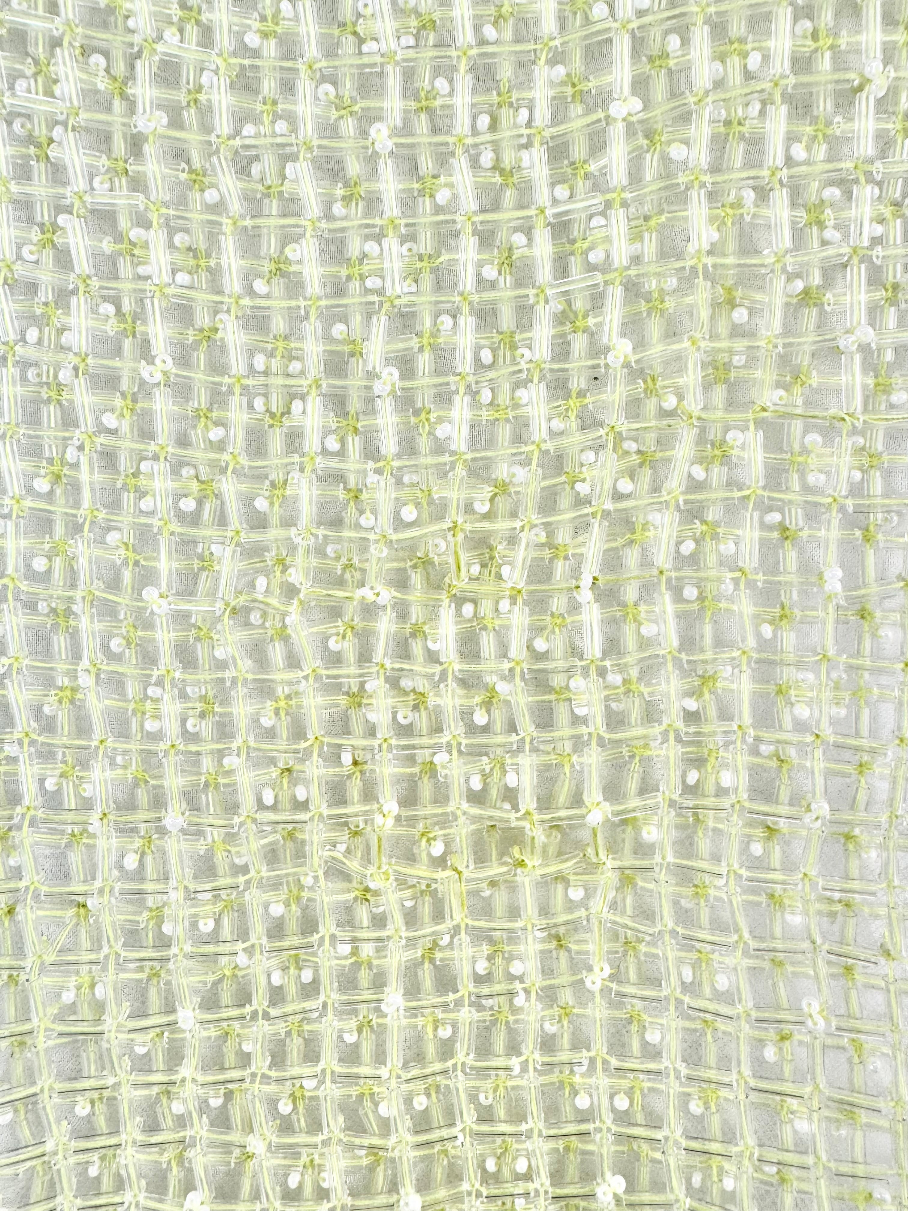 Maticevski 'Application' Ice Blue & Lime Green Beaded Panel Dress - AU8
