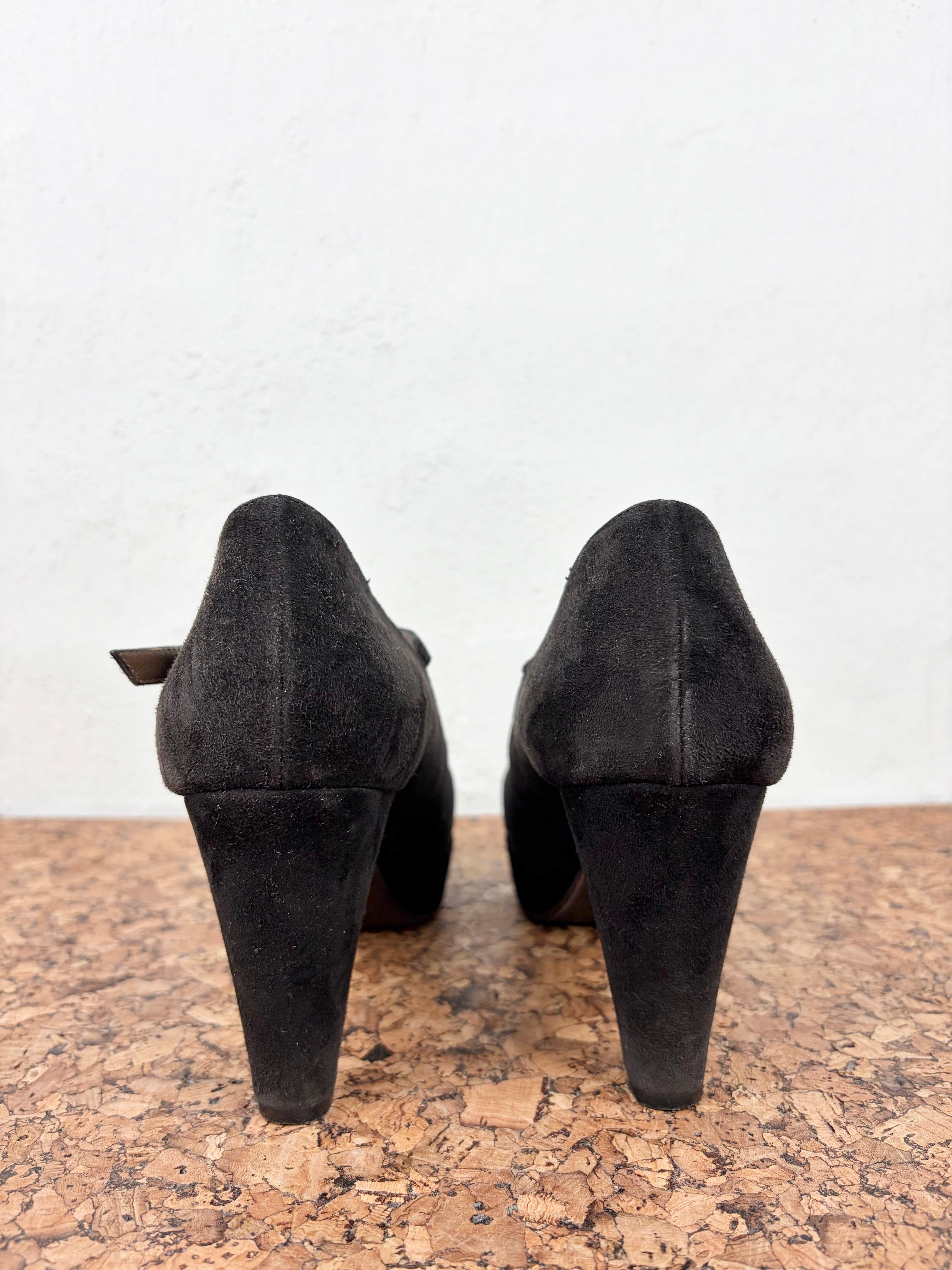 Marni Chocolate Suede Platform Mary Jane - EU38.5